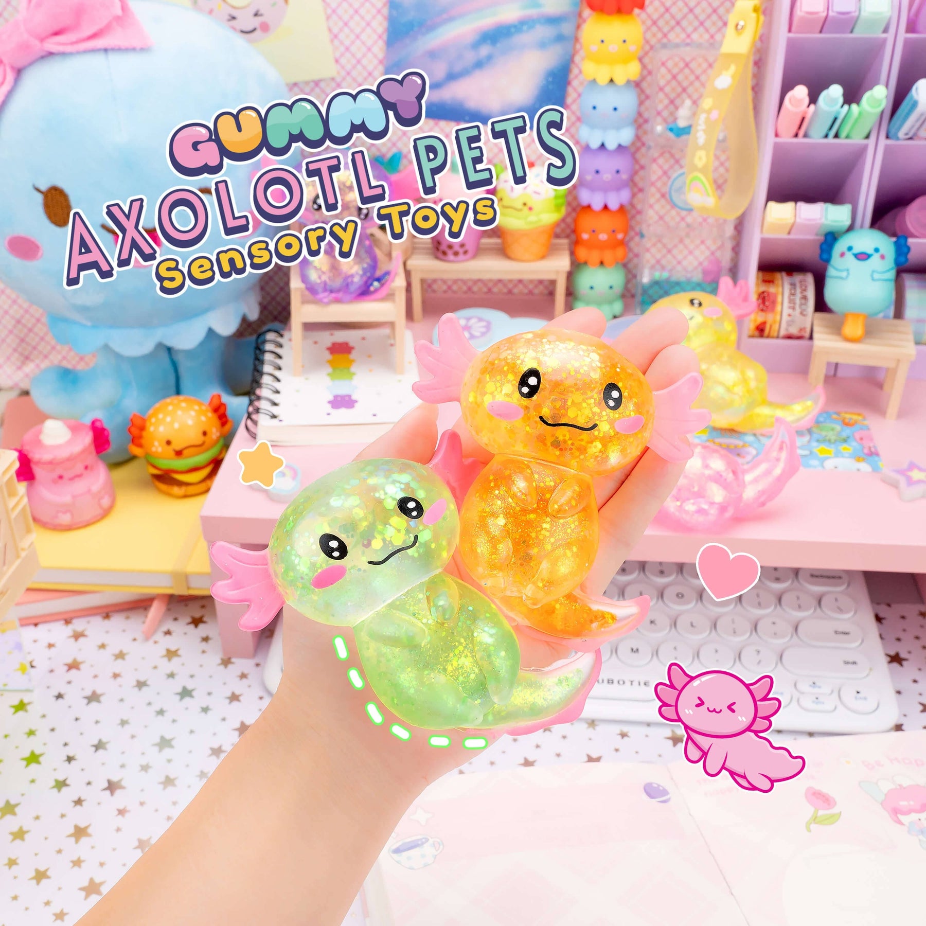 Kawaii Slime Company Toys Gummy Axolotl Pets Sensory Squishy Toy (12pcs/case) 810154370030 GUMAXOPET_9490