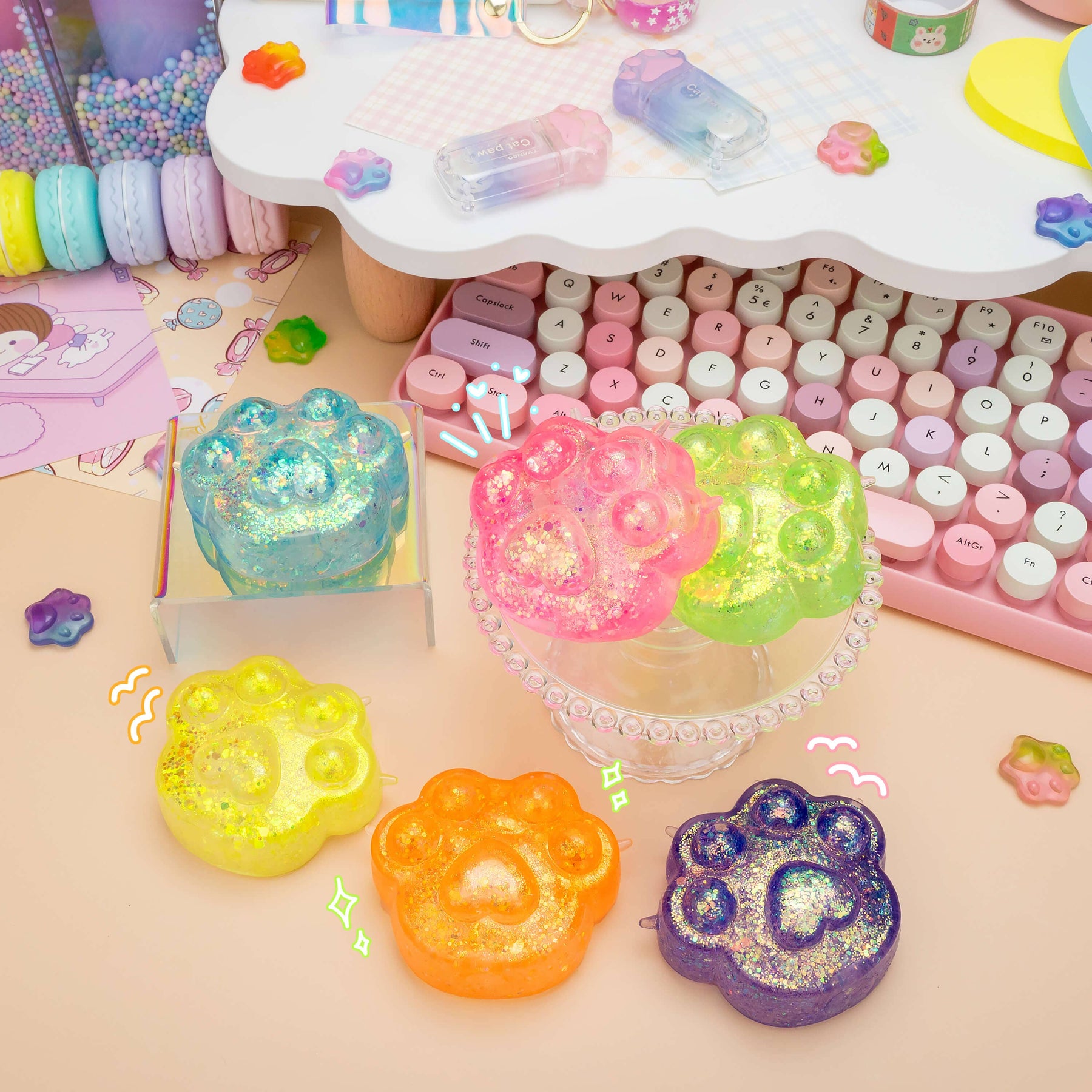 Kawaii Slime Company Toys Gummy Kitty Paws Squishy Sensory Toy (12pcs/case) 810154370047 GUMKITPAW_9489