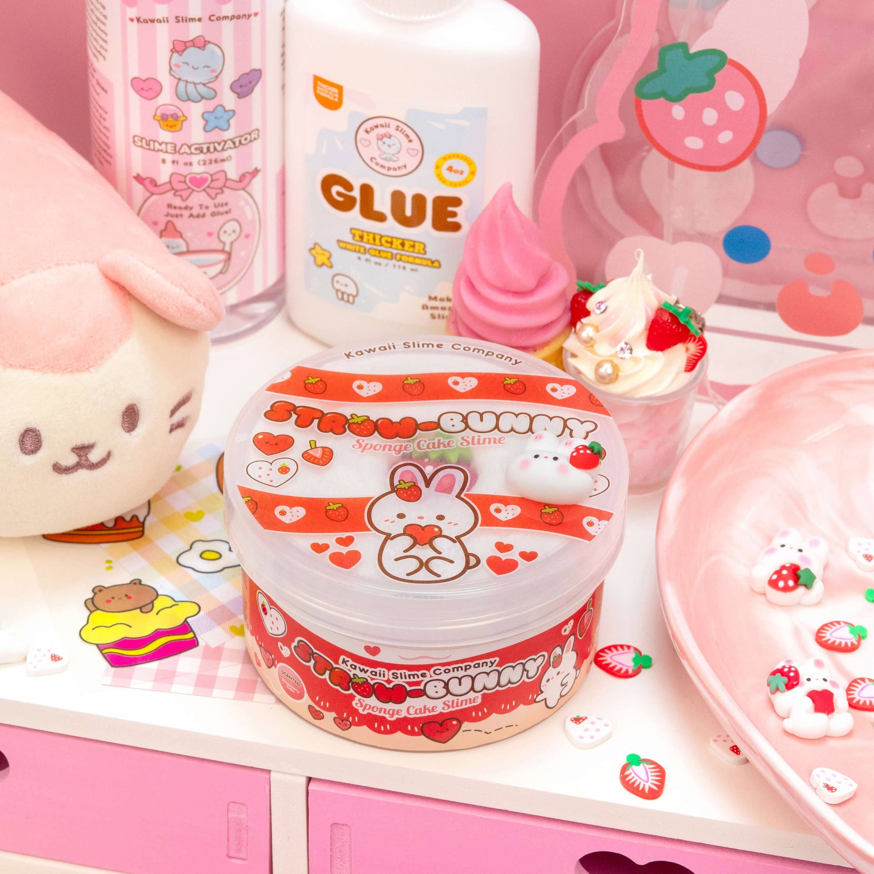 Kawaii Slime Company Toys Straw-Bunny Sponge Cake Cloud Creme Signature Dome™ Slime (4pcs/case) 810154370269 STRSPOCAK_9039