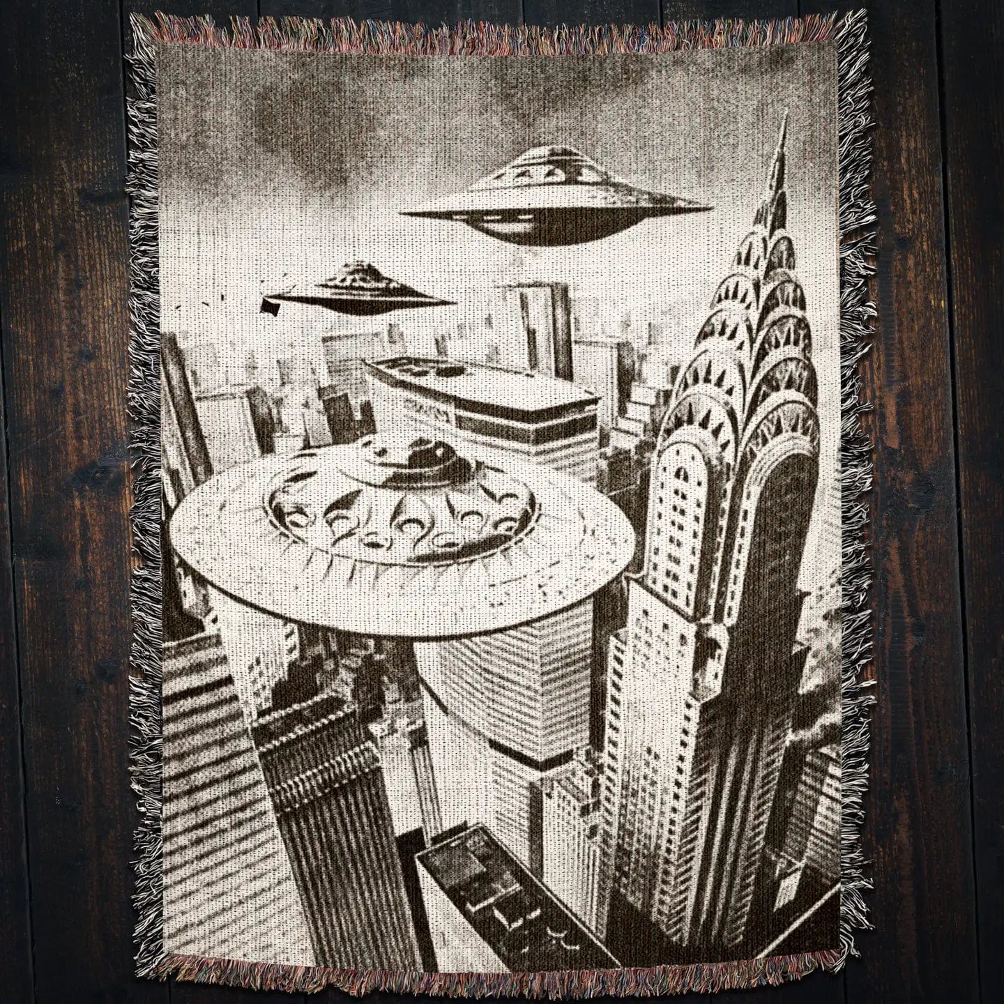 Killer Goods Home > Other Home Ufo Invasion Vintage Ufo Sci Fi Comic Woven Throw Blanket 37" X 52" KGB0026-S