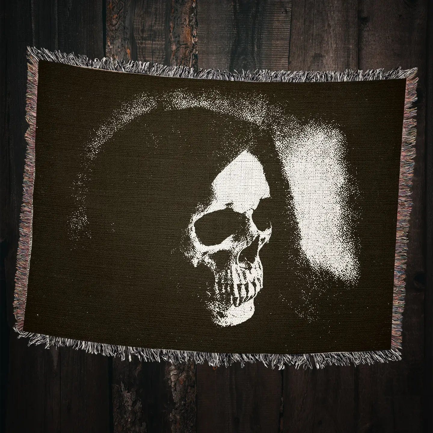 Killer Goods Home > Other Home Vintage Death Skeleton in Hood, Skull Woven Throw Blanket 37" X 52" KGB0090-S