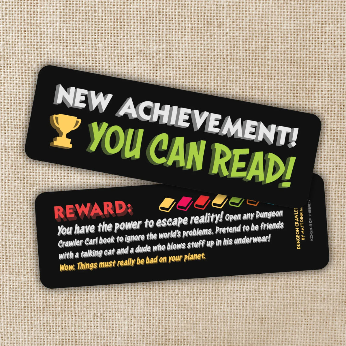 Kingdom of Threads Bookmarks New Achievement: You Can Read! Bookmark | Dungeon Crawler Carl 784987415537 BM-0085