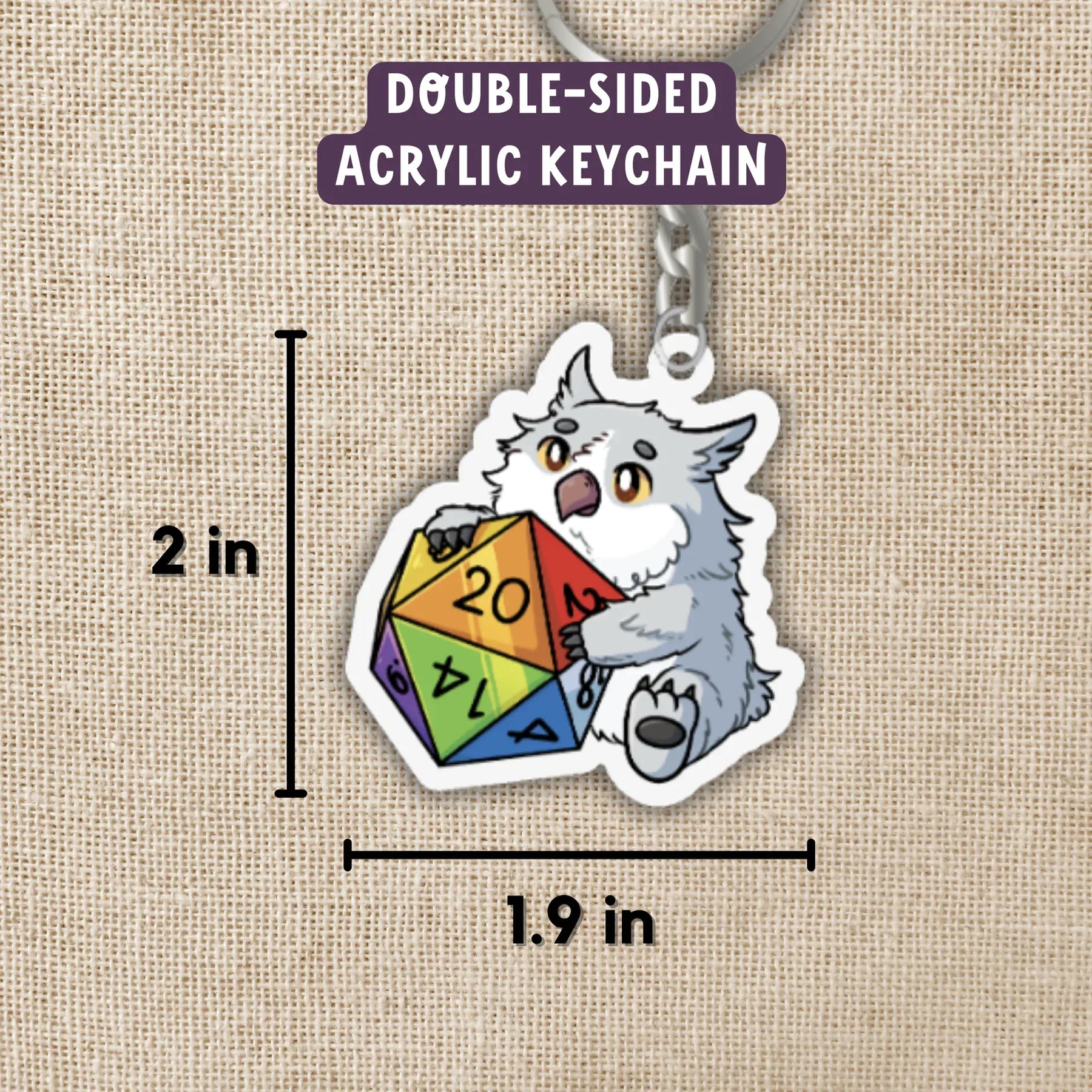 Kingdom of Threads Miscellaneous > Keychains Owlbear with Rainbow D20 Keychain 784987407358 KEY-0032