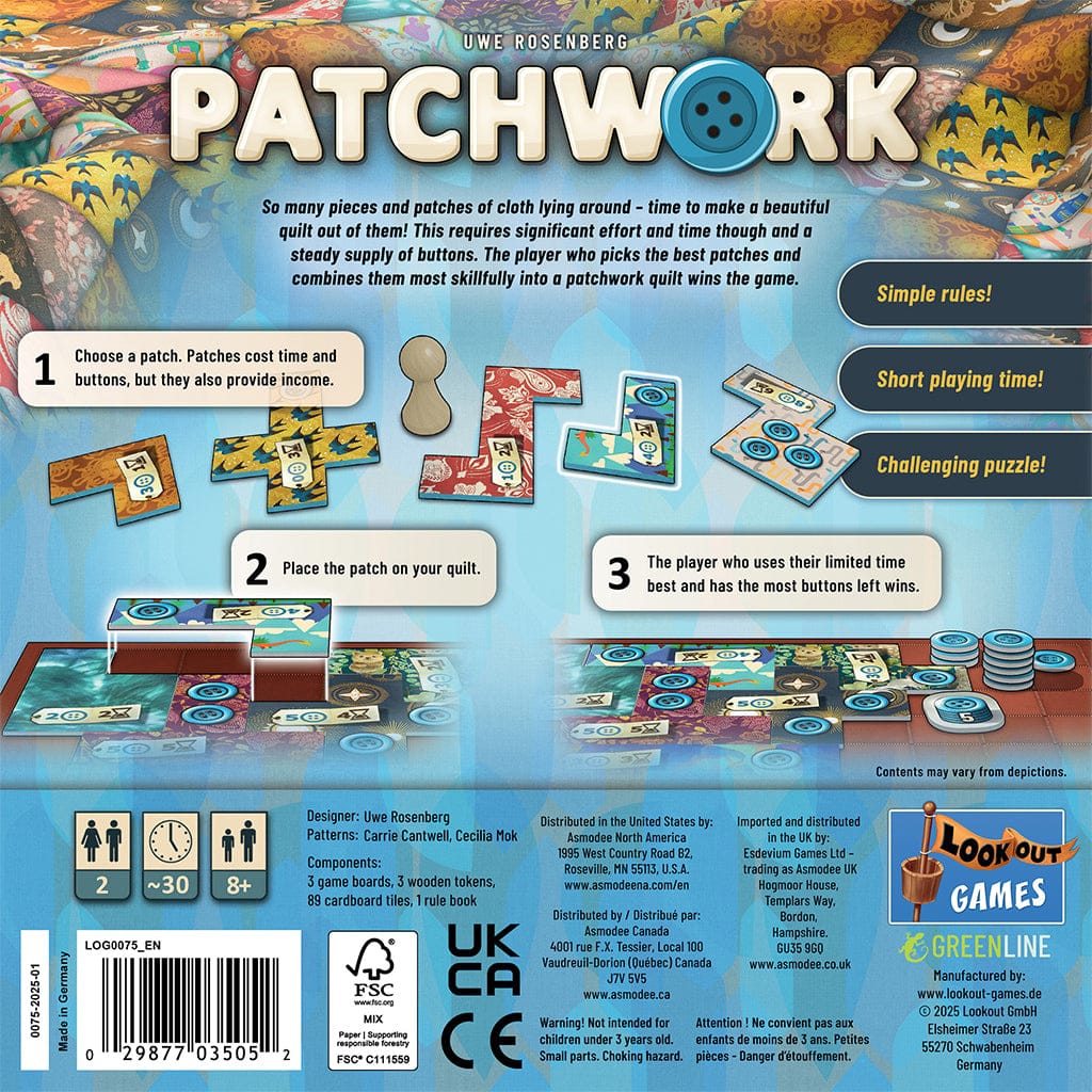 Lookout Games Board Games > Small Box Games Patchwork Revised Edition 4260402316901 LOG007502EN
