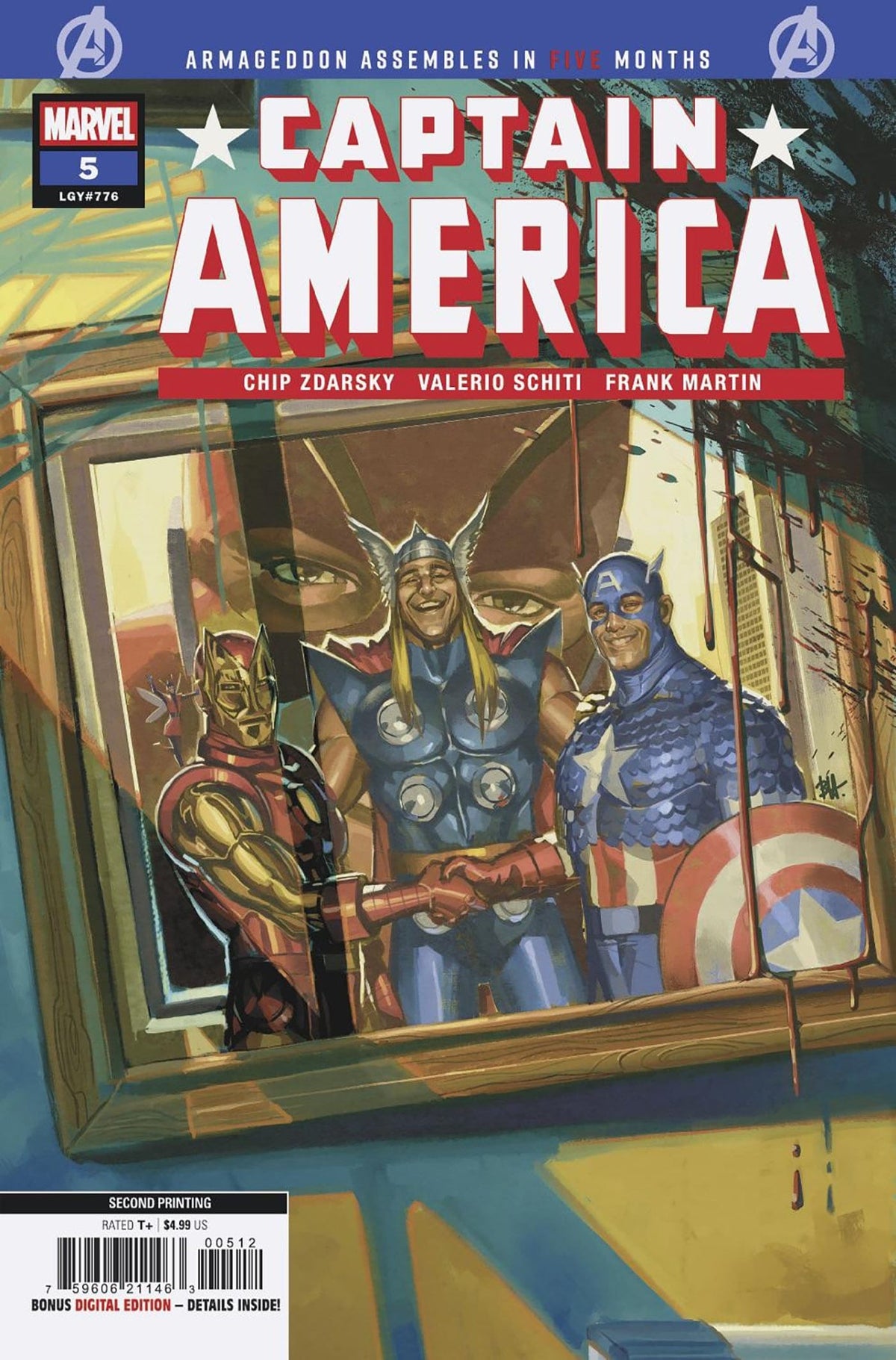 Marvel Comic Books CAPTAIN AMERICA #5 BEN HARVEY 2ND PRINTING VARIANT 75960621146300512 PRH-75960621146300512