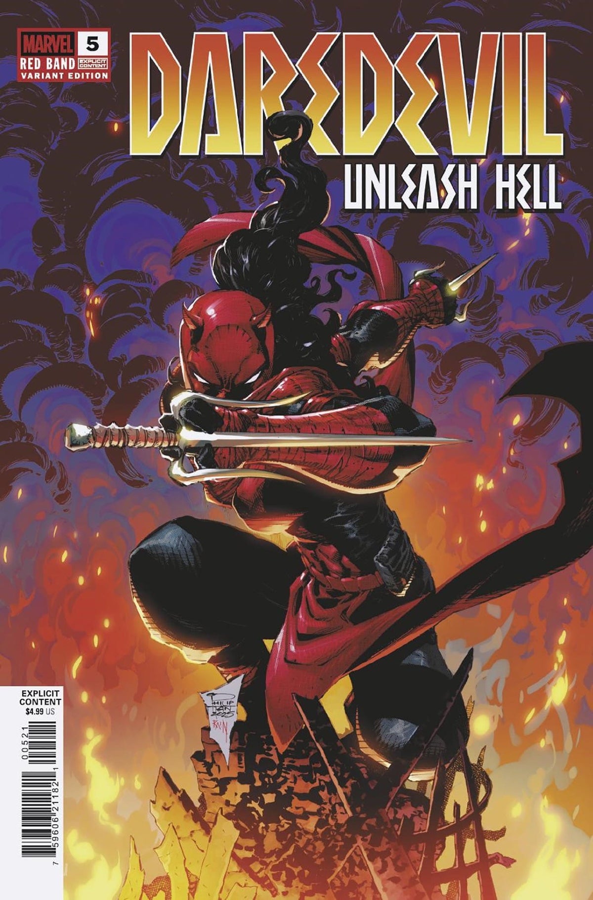 Marvel Comic Books DAREDEVIL: UNLEASH HELL - RED BAND #5 PHILIP TAN VARIANT [POLYBAGGED] 75960621182100521 PRH-75960621182100521