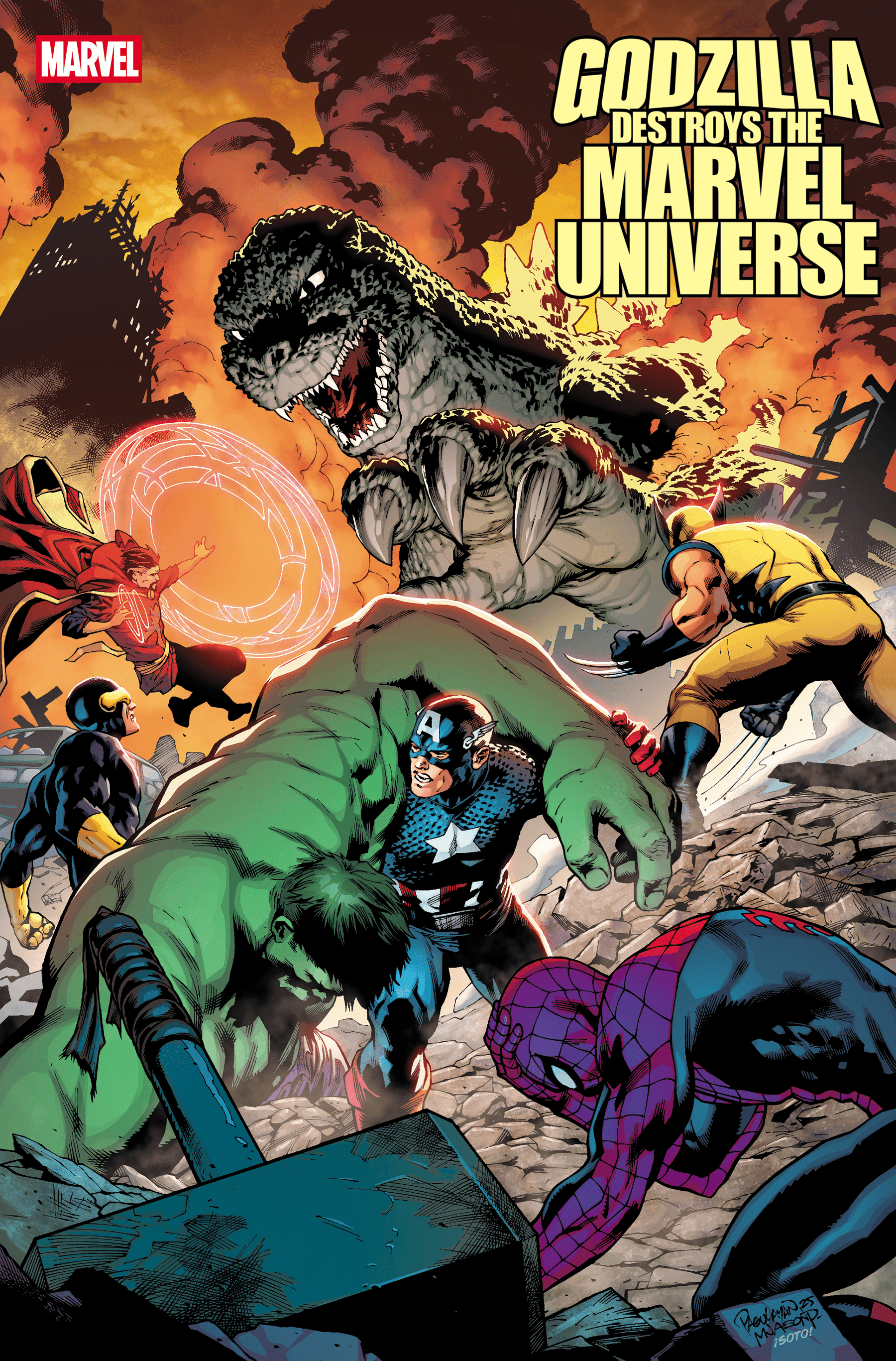 GODZILLA DESTROYS THE MARVEL UNIVERSE #5 CARLO PAGULAYAN FAN FAVORITE VARIANT
