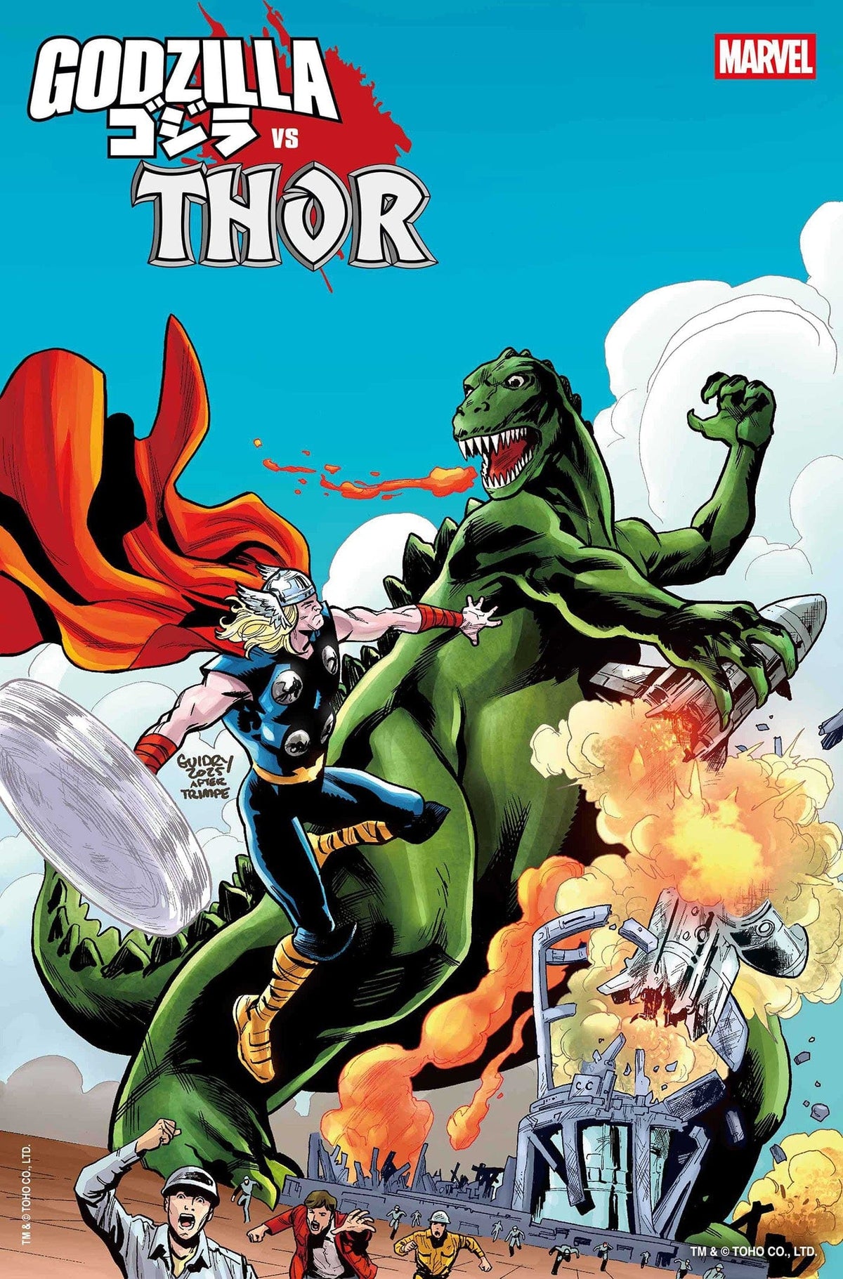 Marvel Comic Books GODZILLA VS. THOR #1 GAVIN GUIDRY GODZILLA KING OF THE MONSTERS HOMAGE VARIANT 75960621227900161 PRH-75960621227900161