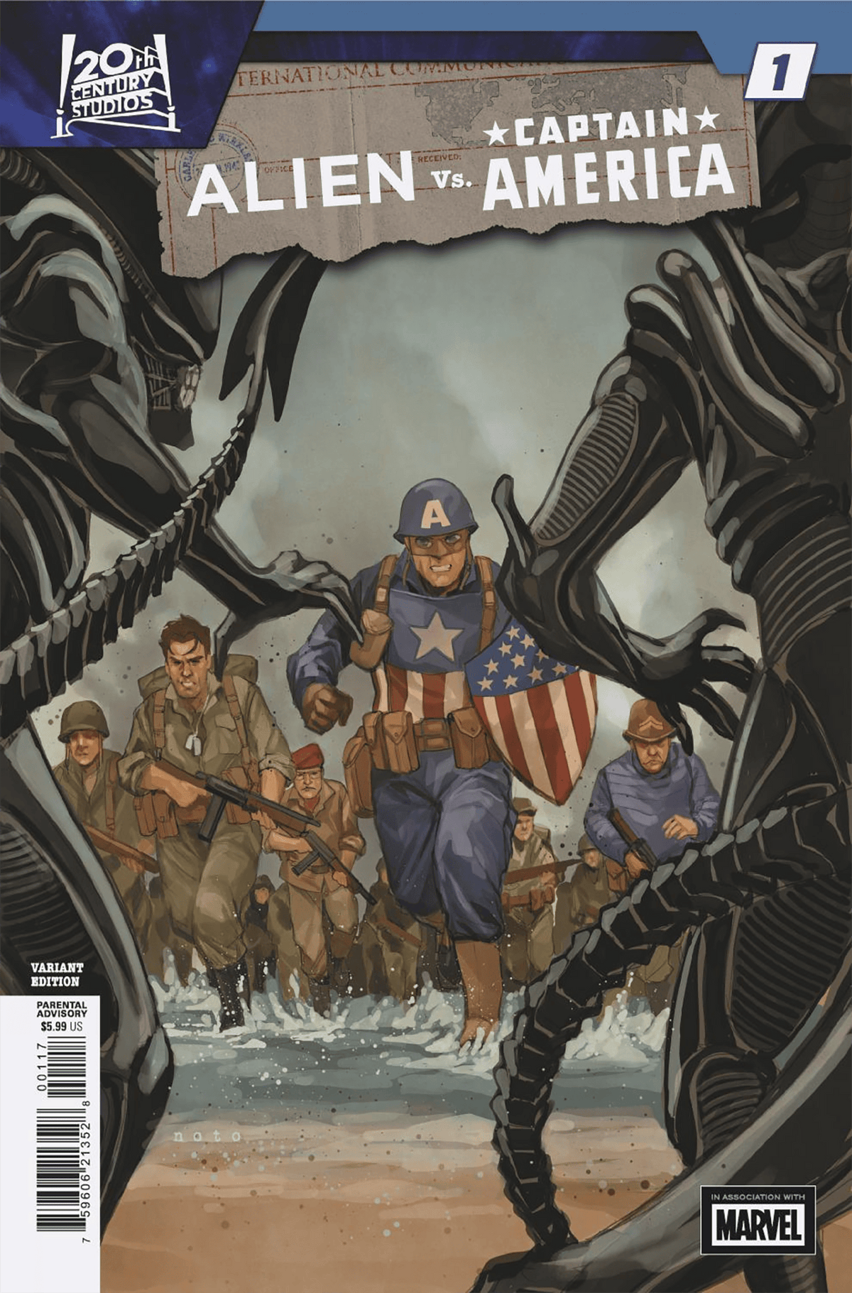 Marvel Comic Books > Incentives ALIEN VS. CAPTAIN AMERICA #1 1:50 INCV PHIL NOTO VARIANT 75960621352800117 PRH-75960621352800117