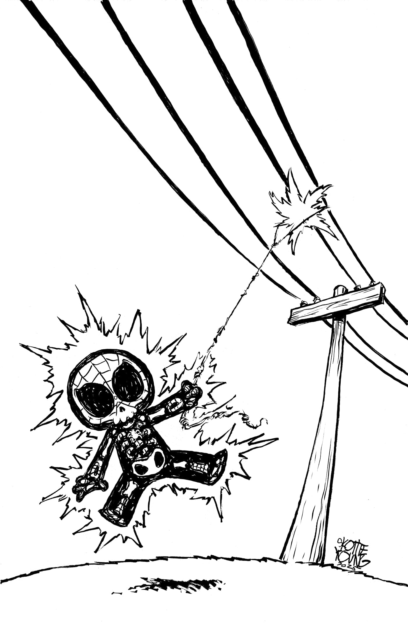 AMAZING SPIDER-MAN #69 1:100 INCV SKOTTIE YOUNG 8 DEATHS OF SPIDER-MAN BLACK AND WHITE VIRGIN VARIANT