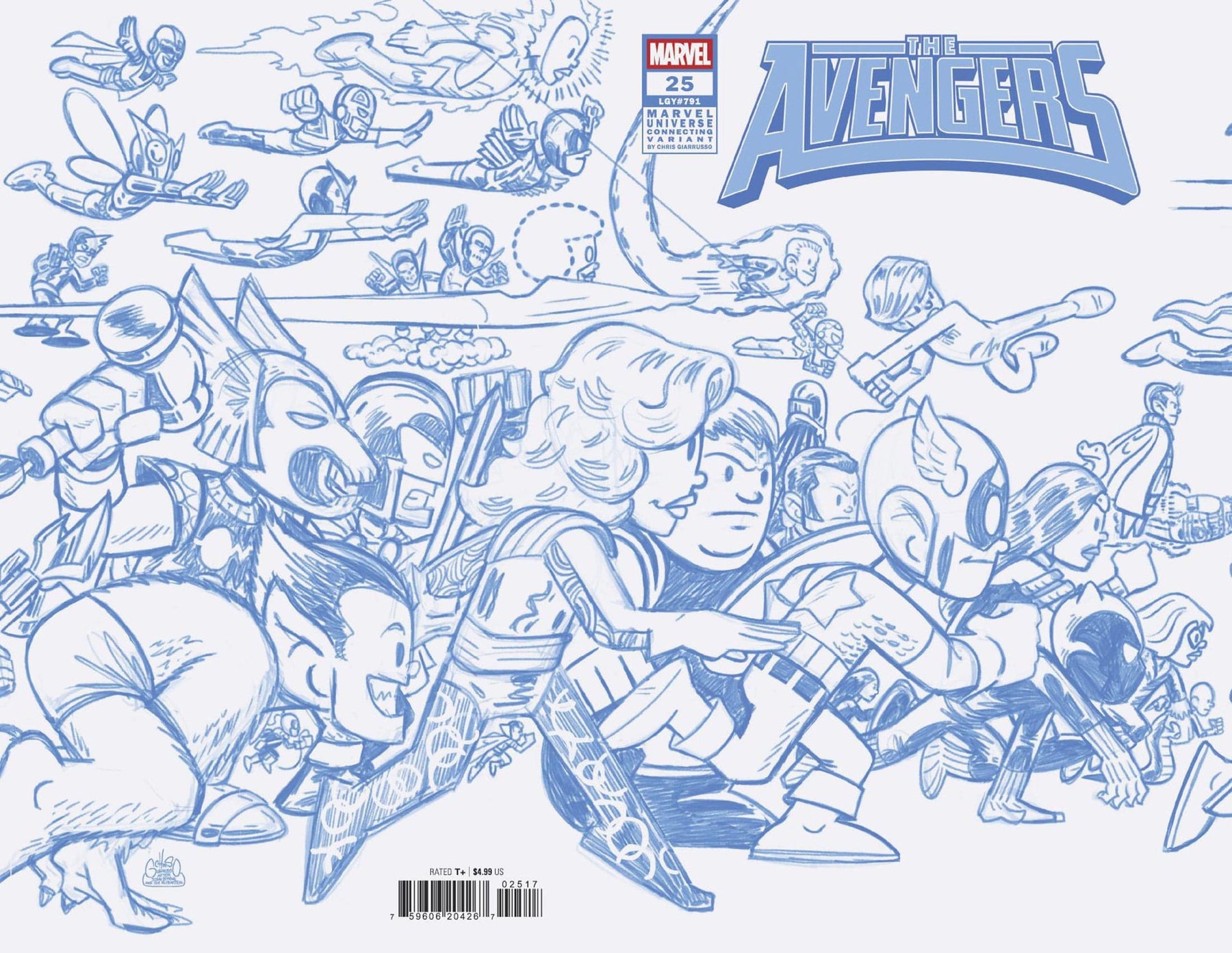 AVENGERS #25 1:50 INCV CHRIS GIARRUSSO MARVEL UNIVERSE CONNECTING BLUE LINE SKETCH VARIANT  B [DOOM]
