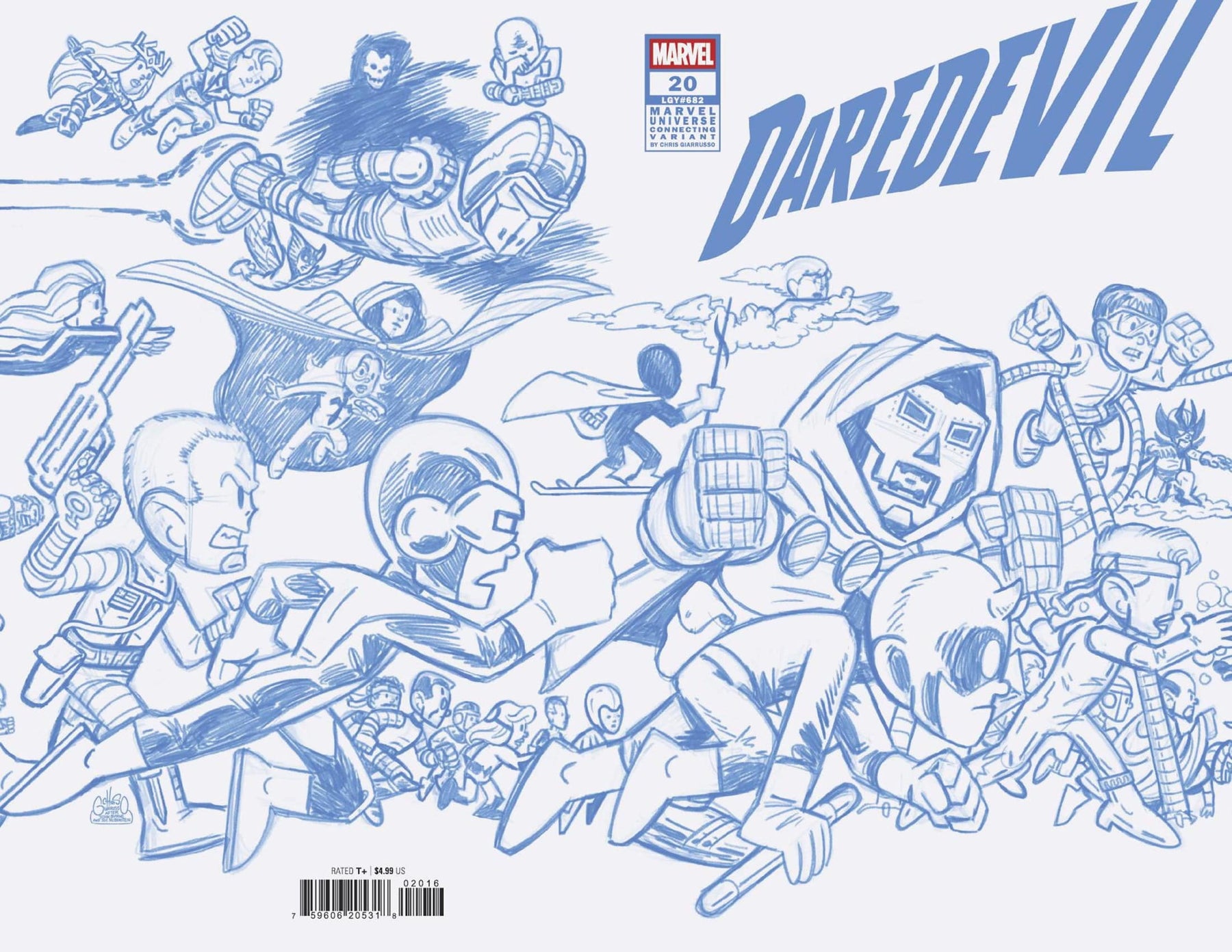 DAREDEVIL #20 1:50 INCV CHRIS GIARRUSSO MARVEL UNIVERSE CONNECTING BLUE LINE SKETCH VARIANT C