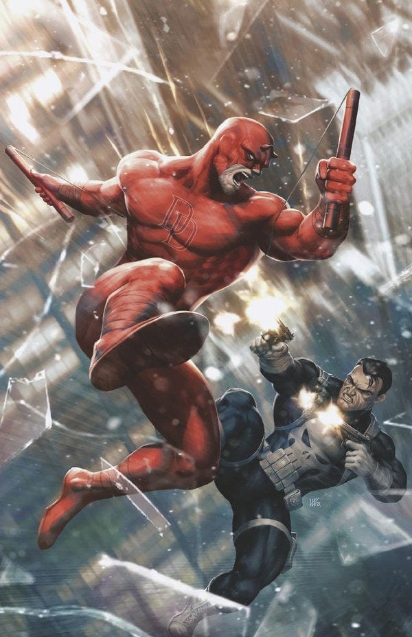 Marvel Comic Books > Incentives DAREDEVIL/PUNISHER: THE DEVIL'S TRIGGER #1 1:100 INCV KENDRICK LIM VIRGIN VARIANT 75960621442600117 PRH-75960621442600117