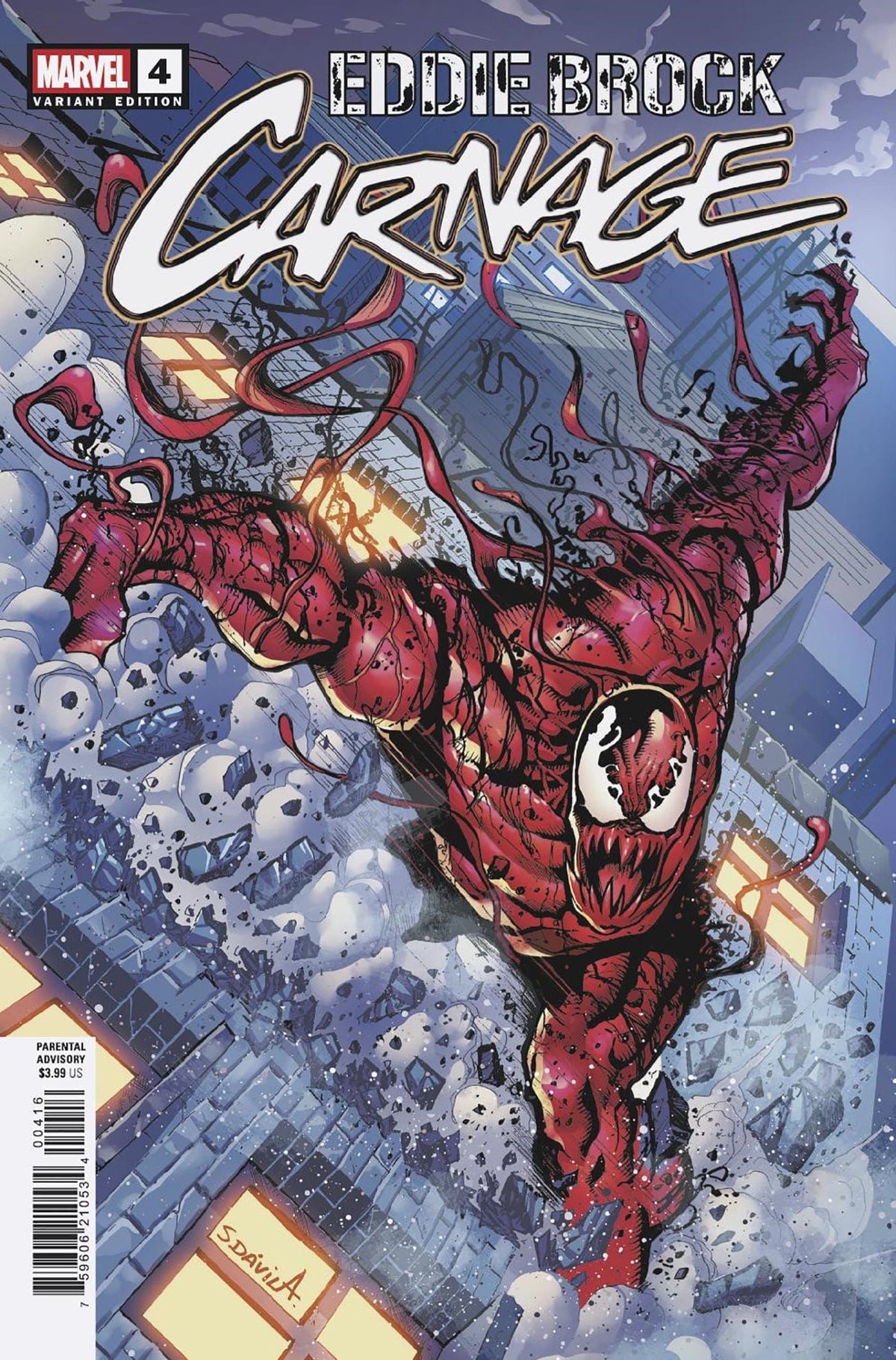 Marvel Comic Books > Incentives EDDIE BROCK: CARNAGE #4 1:25 INCV SERGIO DAVILA VARIANT 75960621053400416 PRH-75960621053400416