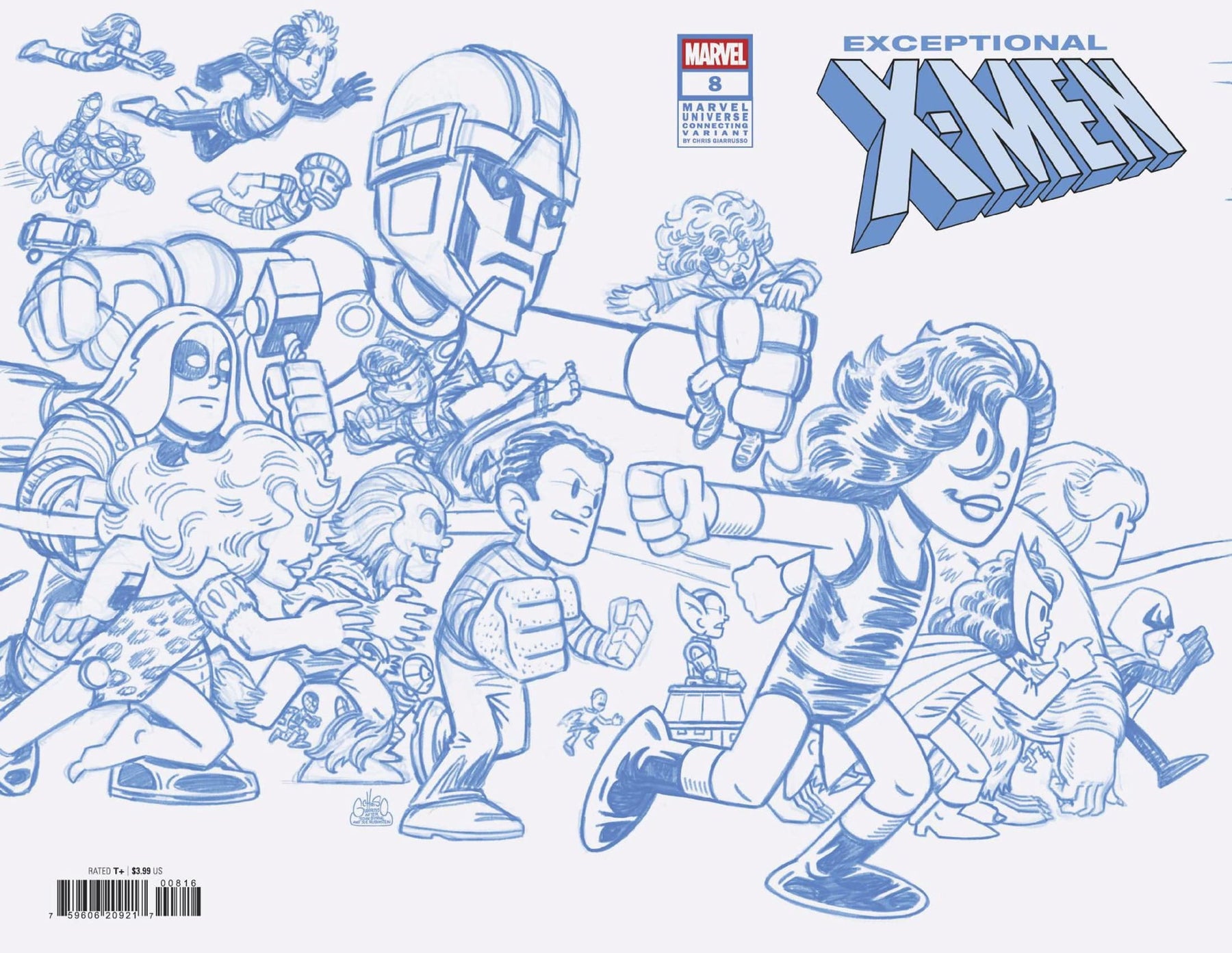 EXCEPTIONAL X-MEN #8 1:50 INCV CHRIS GIARRUSSO MARVEL UNIVERSE CONNECTING BLUE LINE SKETCH VARIANT K