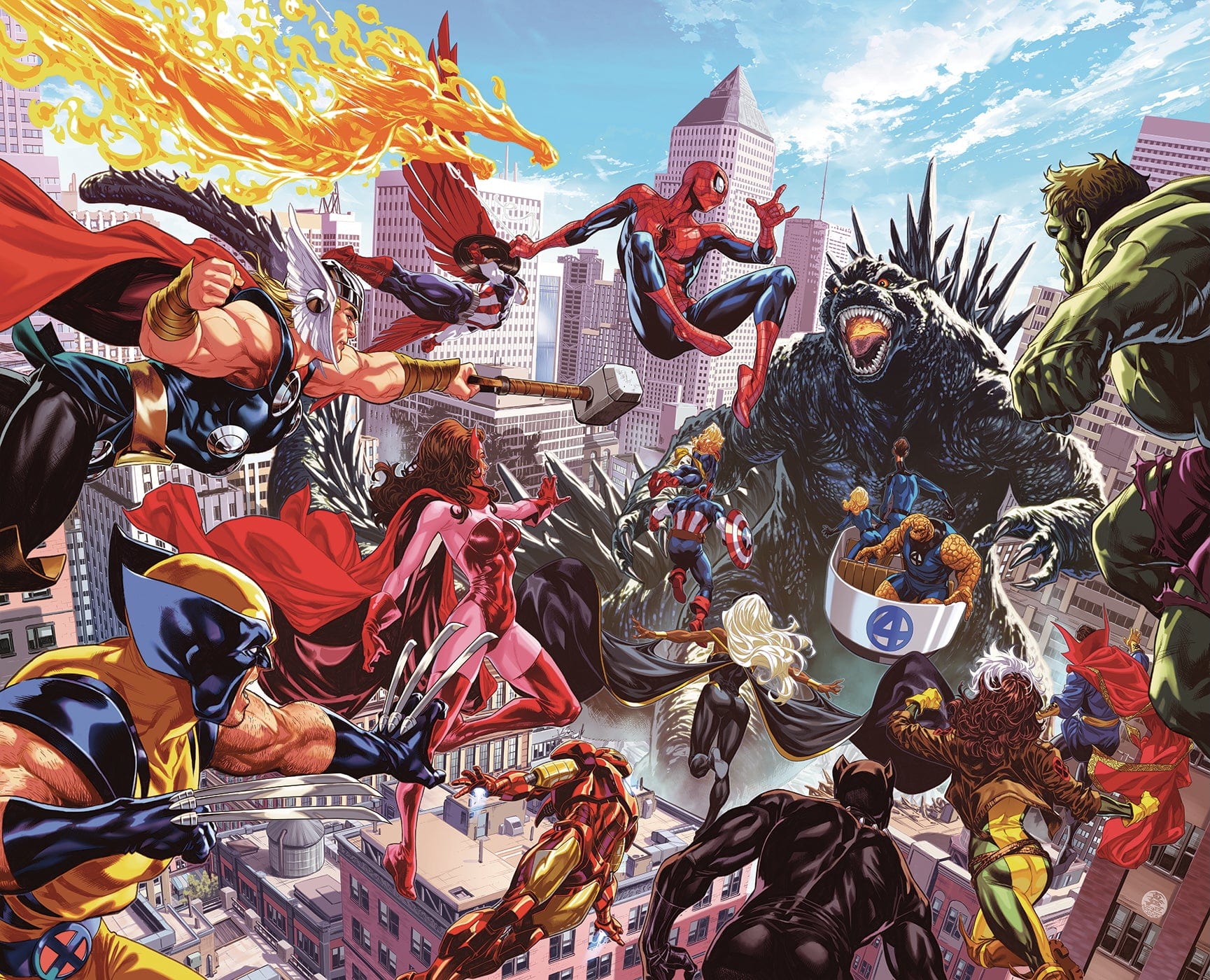 GODZILLA DESTROYS THE MARVEL UNIVERSE #1 1:100 INCV MARK BROOKS VIRGIN VARIANT