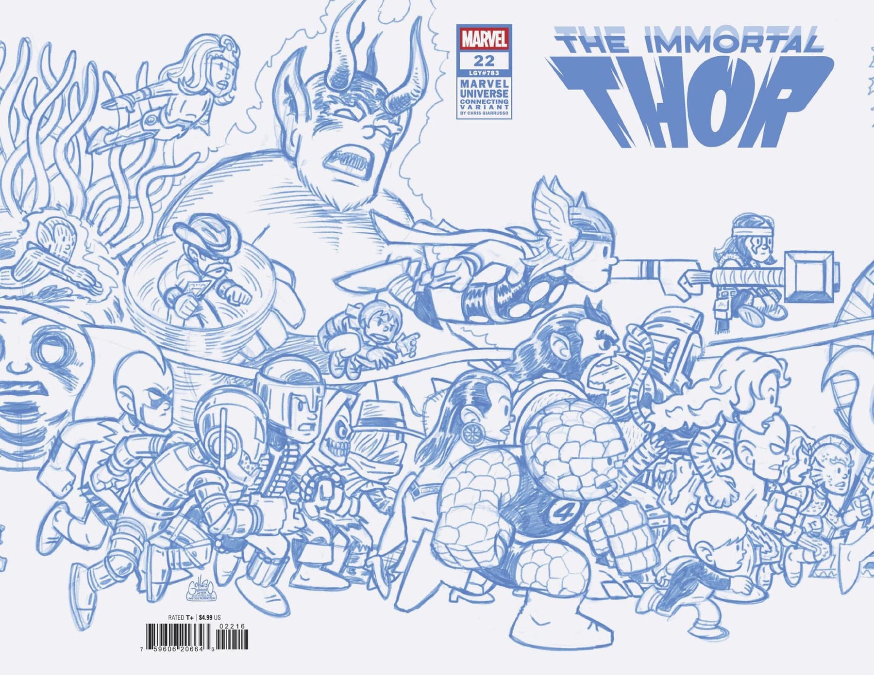 IMMORTAL THOR #22 1:50 INCV CHRIS GIARRUSSO MARVEL UNIVERSE CONNECTING BLUE LINE SKETCH VARIANT M