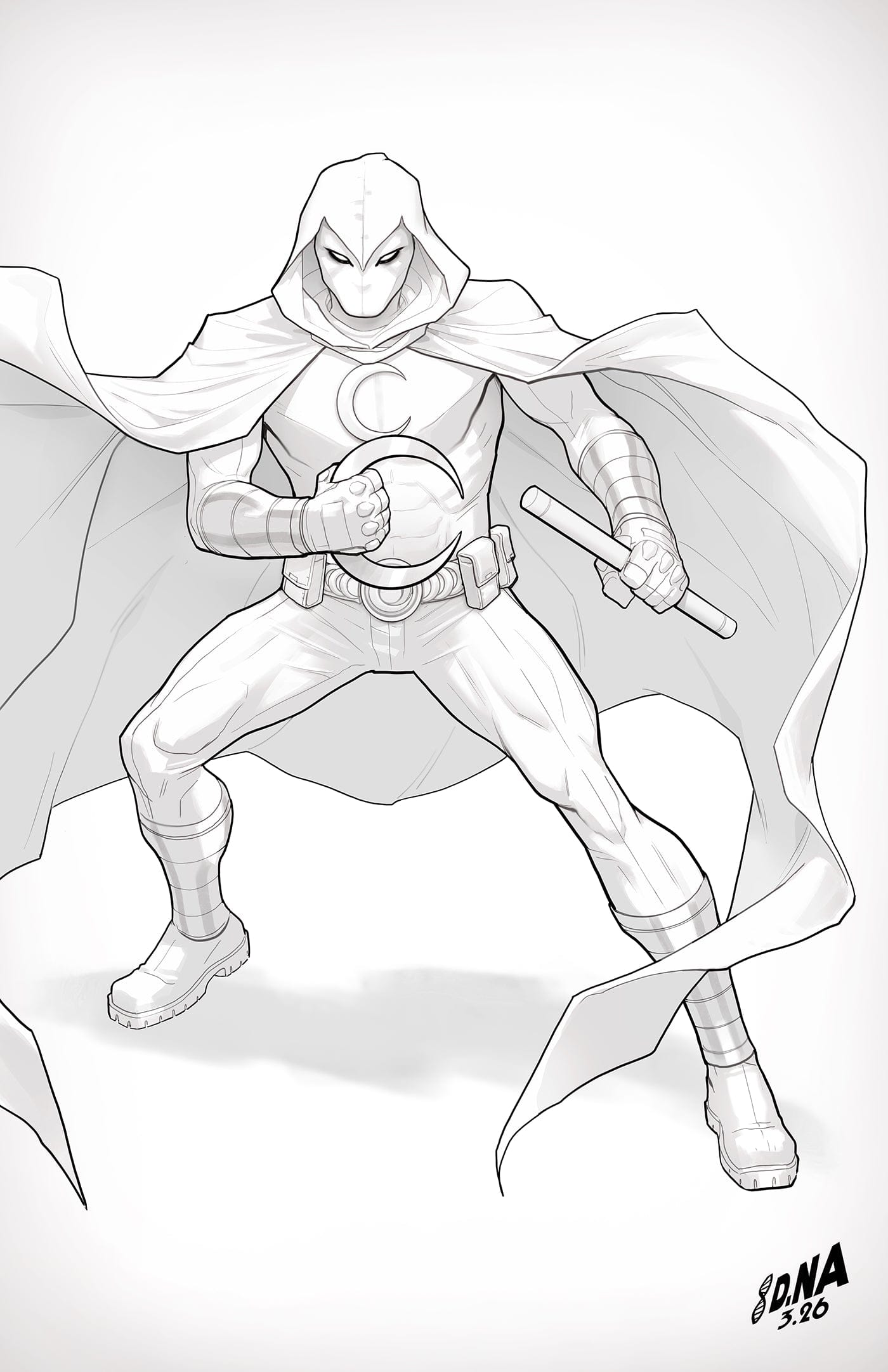 MARC SPECTOR: MOON KNIGHT #3 1:50 INCV DAVID NAKAYAMA COLOR BLOCK WHITE VIRGIN VARIANT