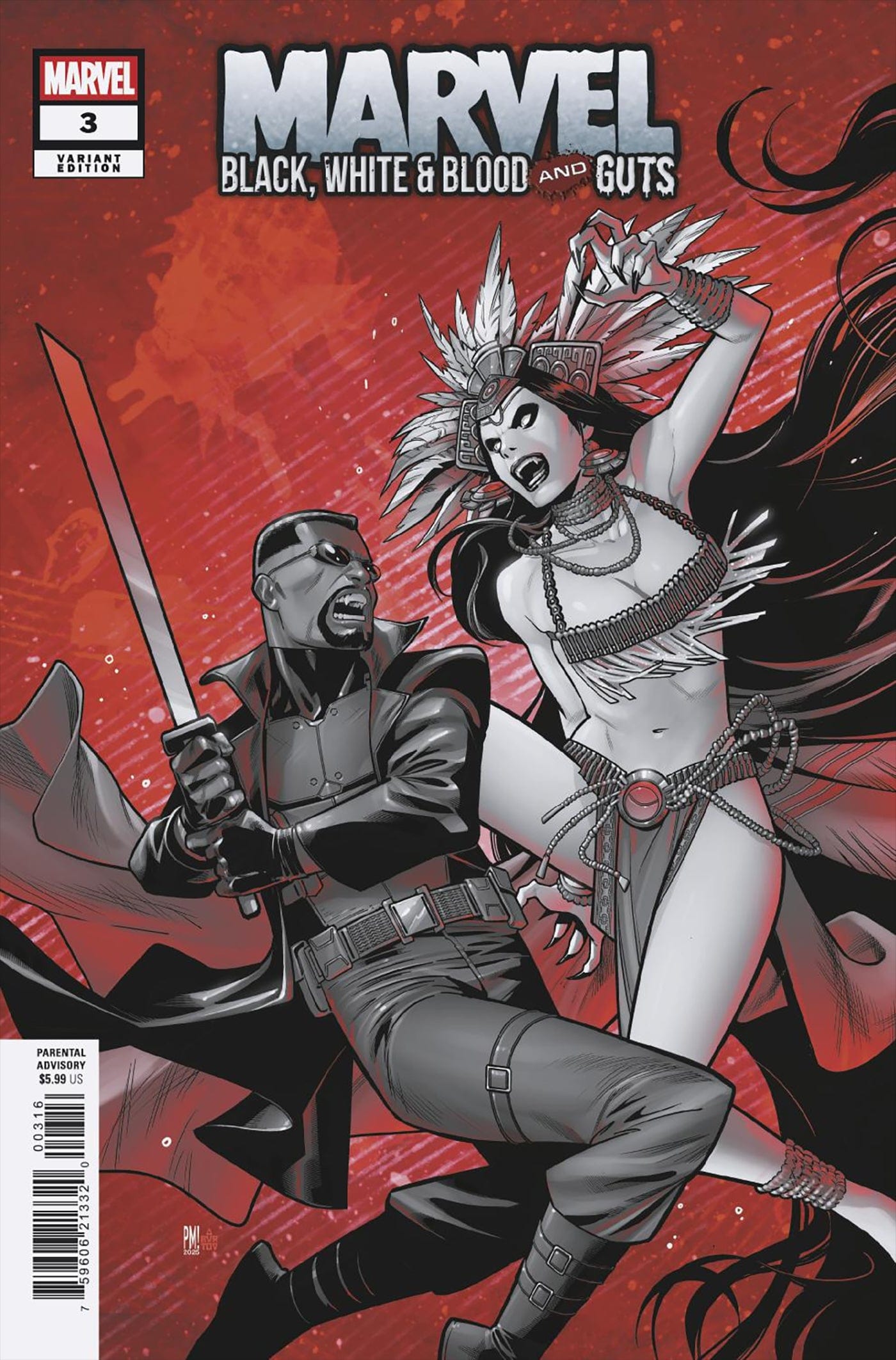 MARVEL: BLACK, WHITE & BLOOD AND GUTS #3 1:25 INCV PACO MEDINA VARIANT