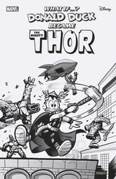 Marvel Comic Books > Incentives MARVEL & DISNEY: WHAT IF...? DONALD DUCK BECAME THOR #1 1:100 INCV LORENZO PASTROVICCHIO BL ACK AND WHITE VARIANT 75960621014500116 PRH-75960621014500116