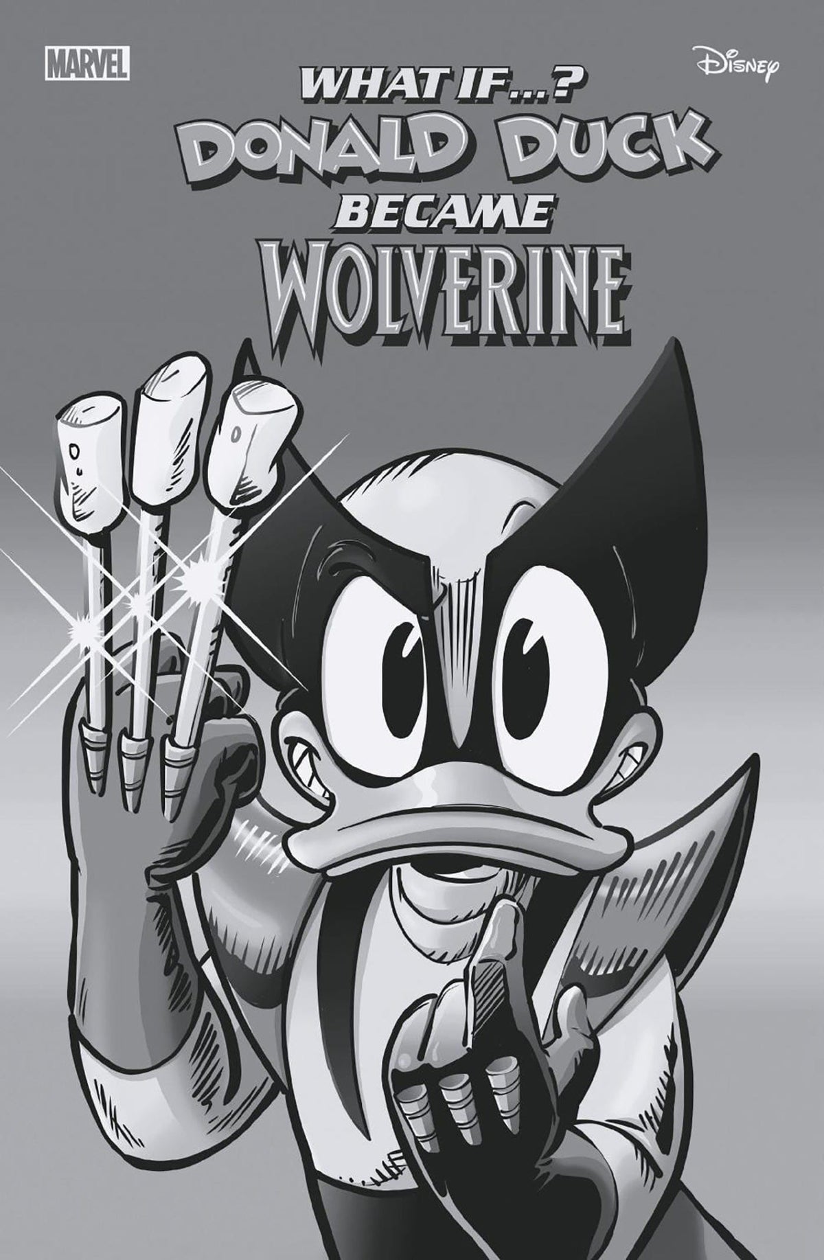 Marvel Comic Books > Incentives MARVEL & DISNEY: WHAT IF...? DONALD DUCK BECAME WOLVERINE #1 1:100 INCV GIADA PERISSINOTTO BLACK AND WHITE VARIANT 75960621013800116 PRH-75960621013800116