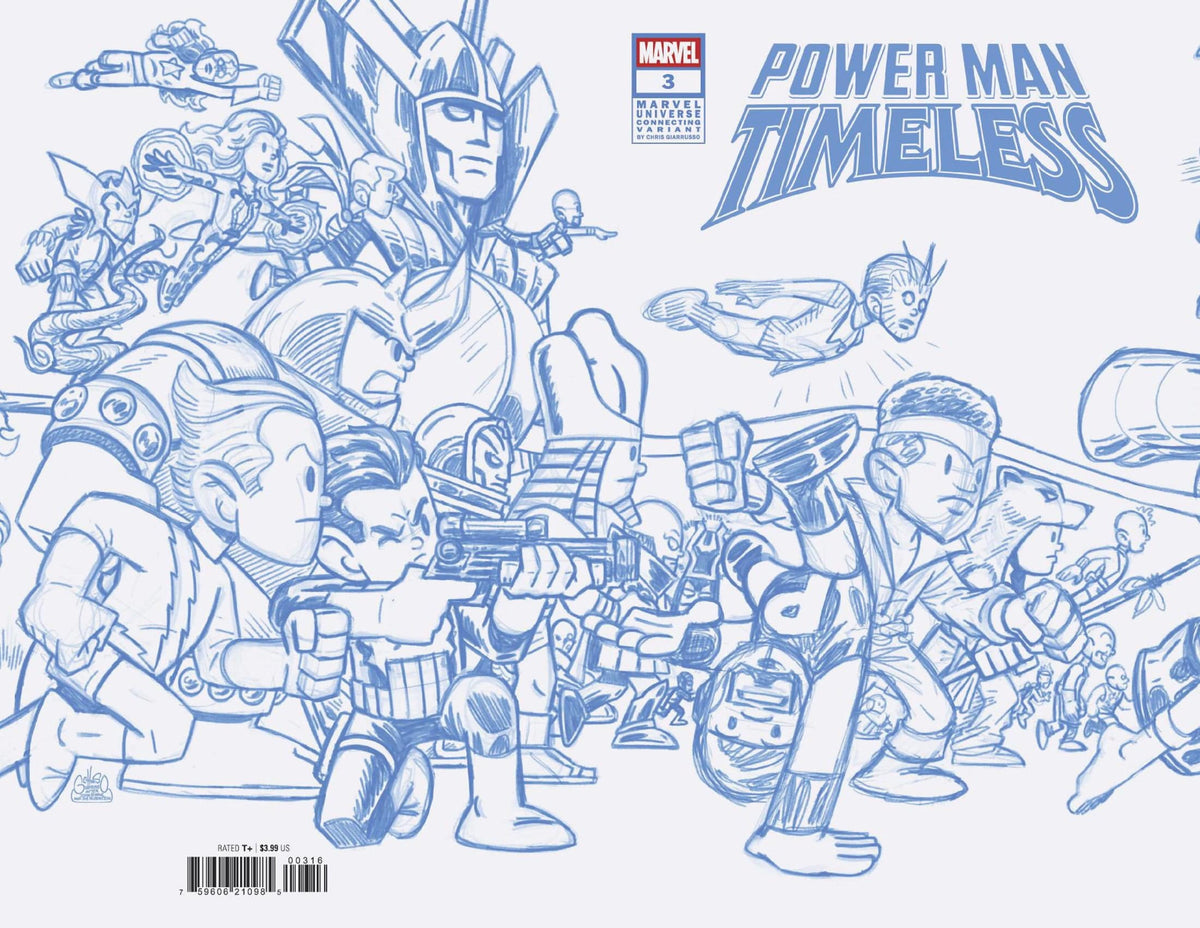 Marvel Comic Books > Incentives POWER MAN: TIMELESS #3 1:50 INCV CHRIS GIARRUSSO MARVEL UNIVERSE CONNECTING BLUE LINE SKETCH VARIANT J 75960621098500316 PRH-75960621098500316