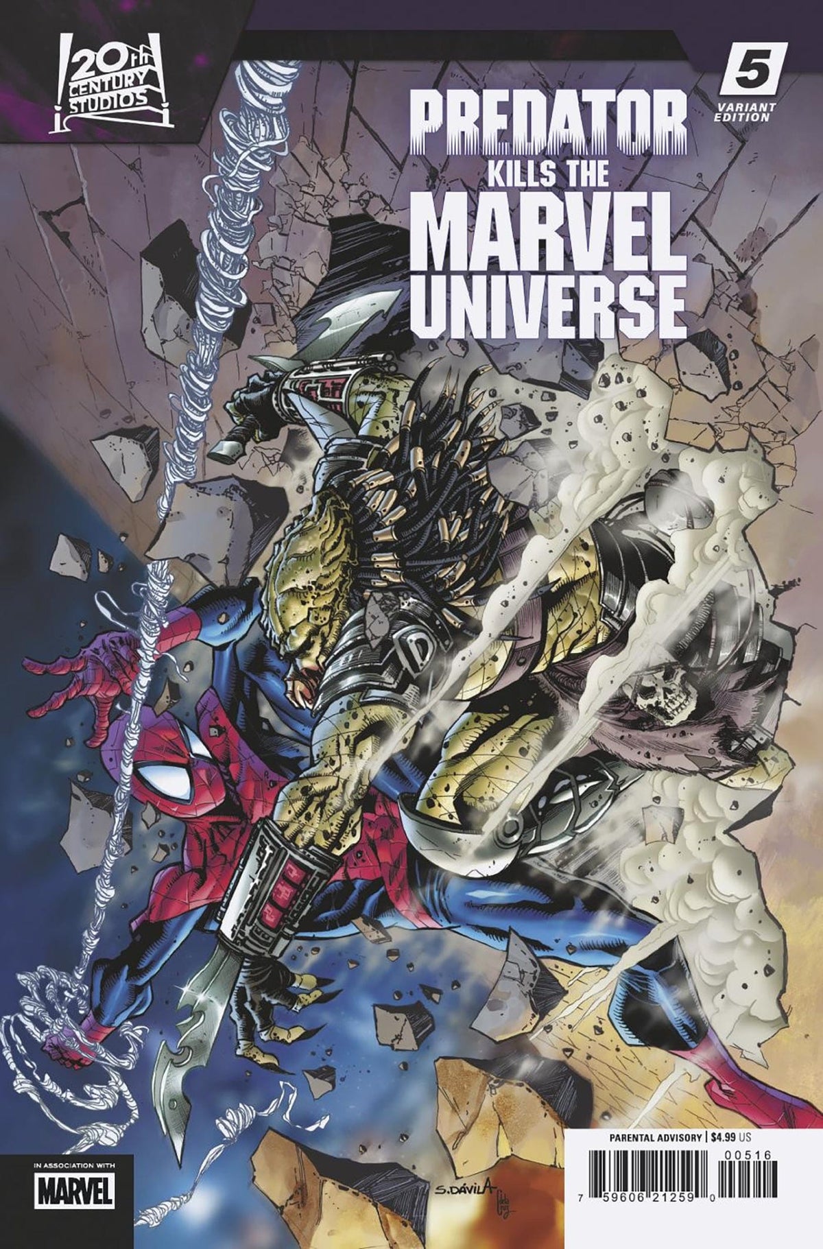Marvel Comic Books > Incentives PREDATOR KILLS THE MARVEL UNIVERSE #5 1:25 INCV SERGIO DAVILA VARIANT 75960621259000516 PRH-75960621259000516