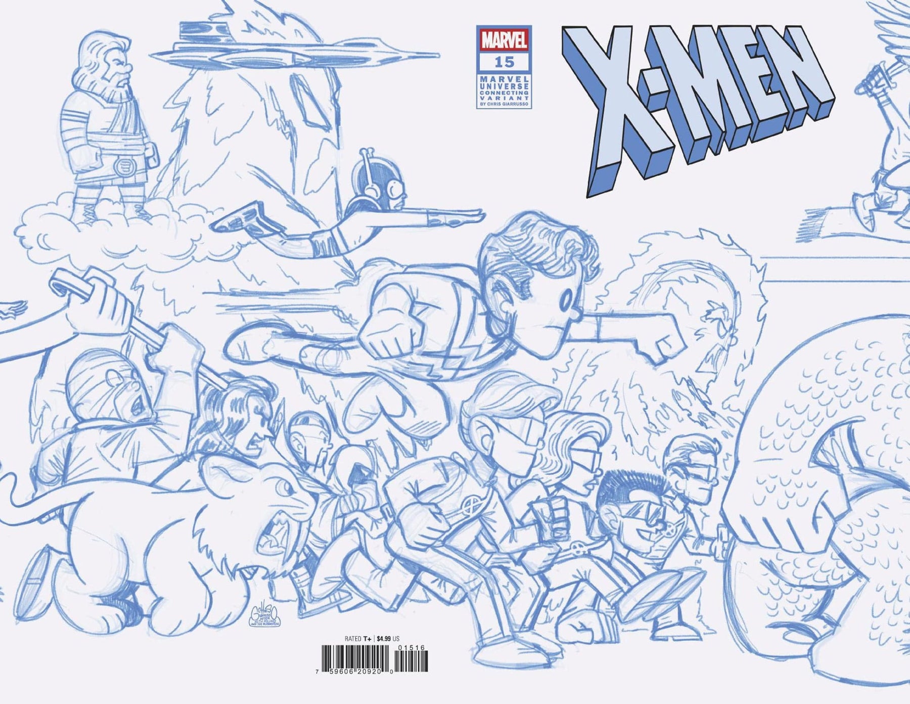 X-MEN #15 1:50 INCV CHRIS GIARRUSSO MARVEL UNIVERSE CONNECTING BLUE LINE SKETCH VARIANT O