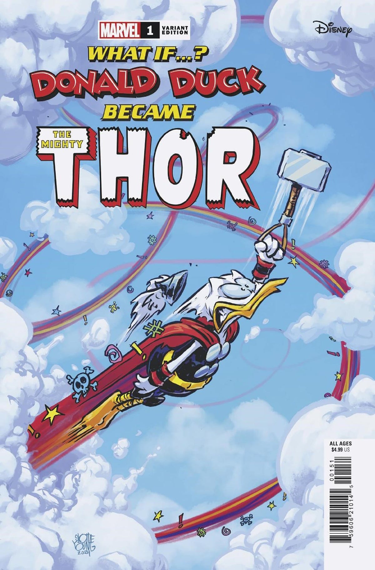 Marvel Comic Books MARVEL & DISNEY: WHAT IF...? DONALD DUCK BECAME THOR #1 SKOTTIE YOUNG VARIANT 75960621014500151 PRH-75960621014500151