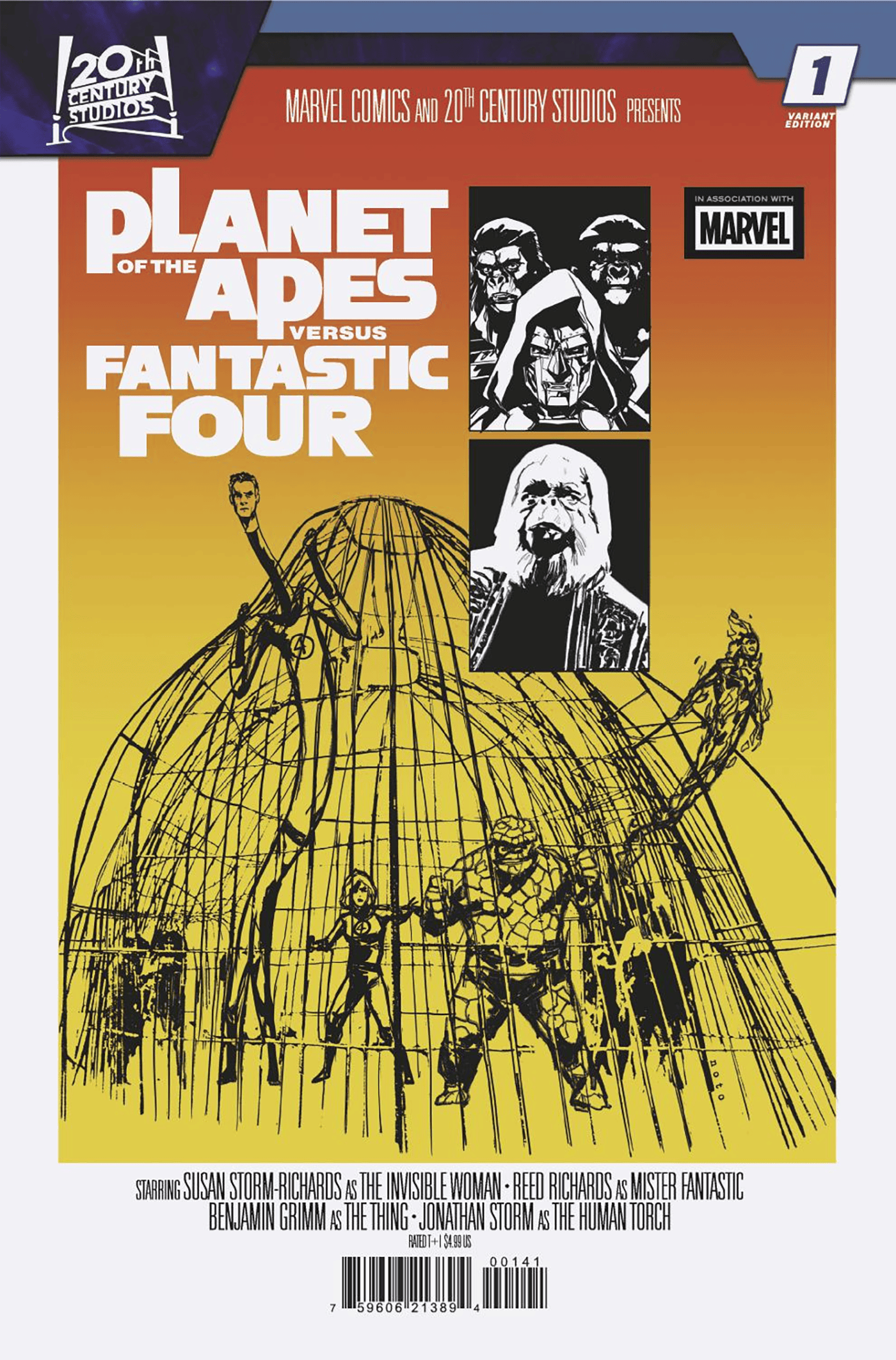 PLANET OF THE APES VS. FANTASTIC FOUR #1 PHIL NOTO MOVIE HOMAGE VARIANT