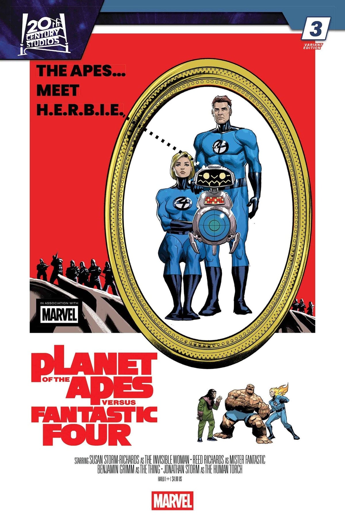 Marvel Comic Books PLANET OF THE APES VS. FANTASTIC FOUR #3 PETE WOODS MOVIE HOMAGE VARIANT 75960621389400331 PRH-75960621389400331