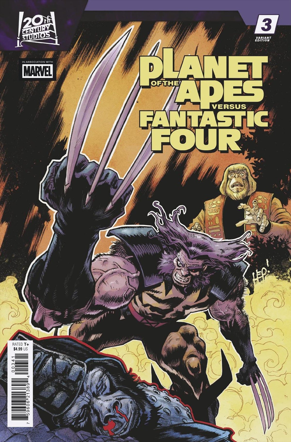 Marvel Comic Books PLANET OF THE APES VS. FANTASTIC FOUR #3 SCOTT HEPBURN VERSUS VARIANT 75960621389400341 PRH-75960621389400341