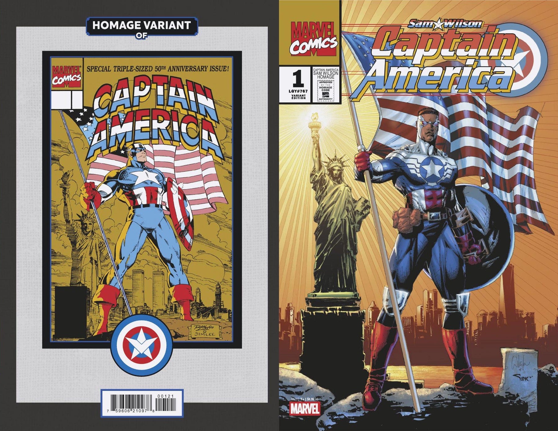 SAM WILSON, CAPTAIN AMERICA #1 WHILCE PORTACIO CAPTAIN AMERICA SAM WILSON HOMAGE  VARIANT