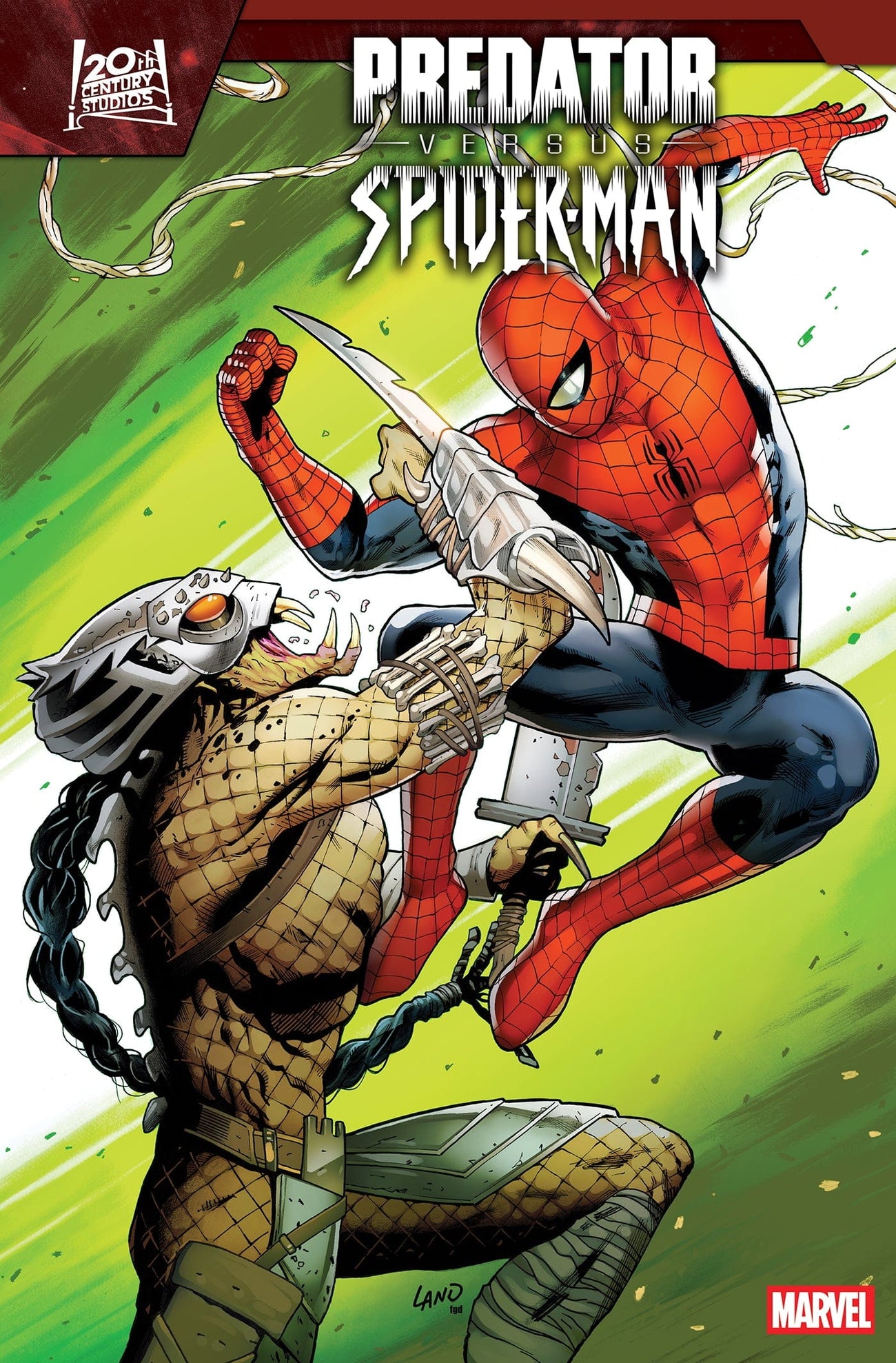 PREDATOR VS. SPIDER-MAN #1 GREG LAND FOIL VARIANT [SIGNED BY BEN PERCY]