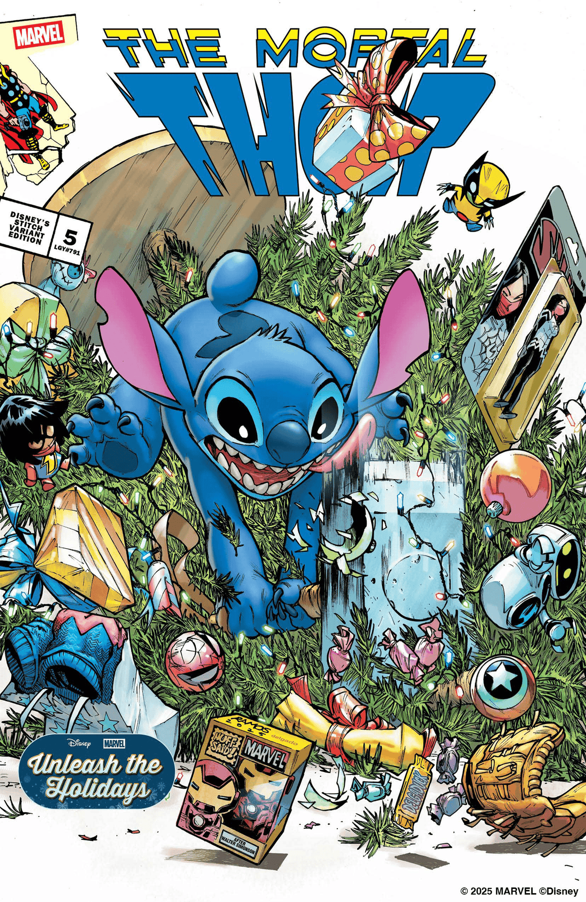 Marvel Comic Books THOR #5 HUMBERTO RAMOS DISNEY STITCH UNLEASH THE HOLIDAYS VARIANT 75960621284200541 PRH-75960621284200541
