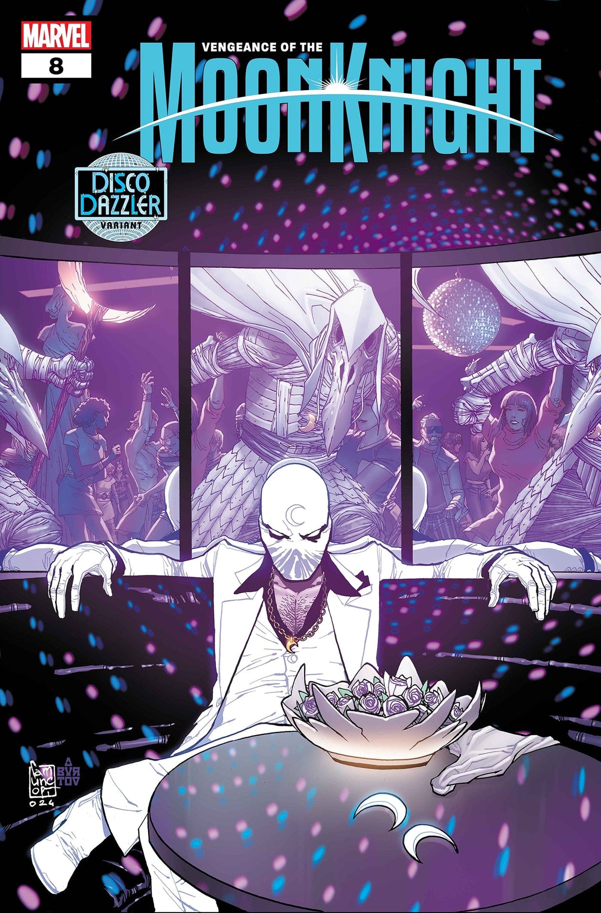 Marvel Comic Books VENGEANCE OF THE MOON KNIGHT #8 GIUSEPPE CAMUNCOLI DISCO DAZZLER VARIANT 75960620807400831 PRH-75960620807400831