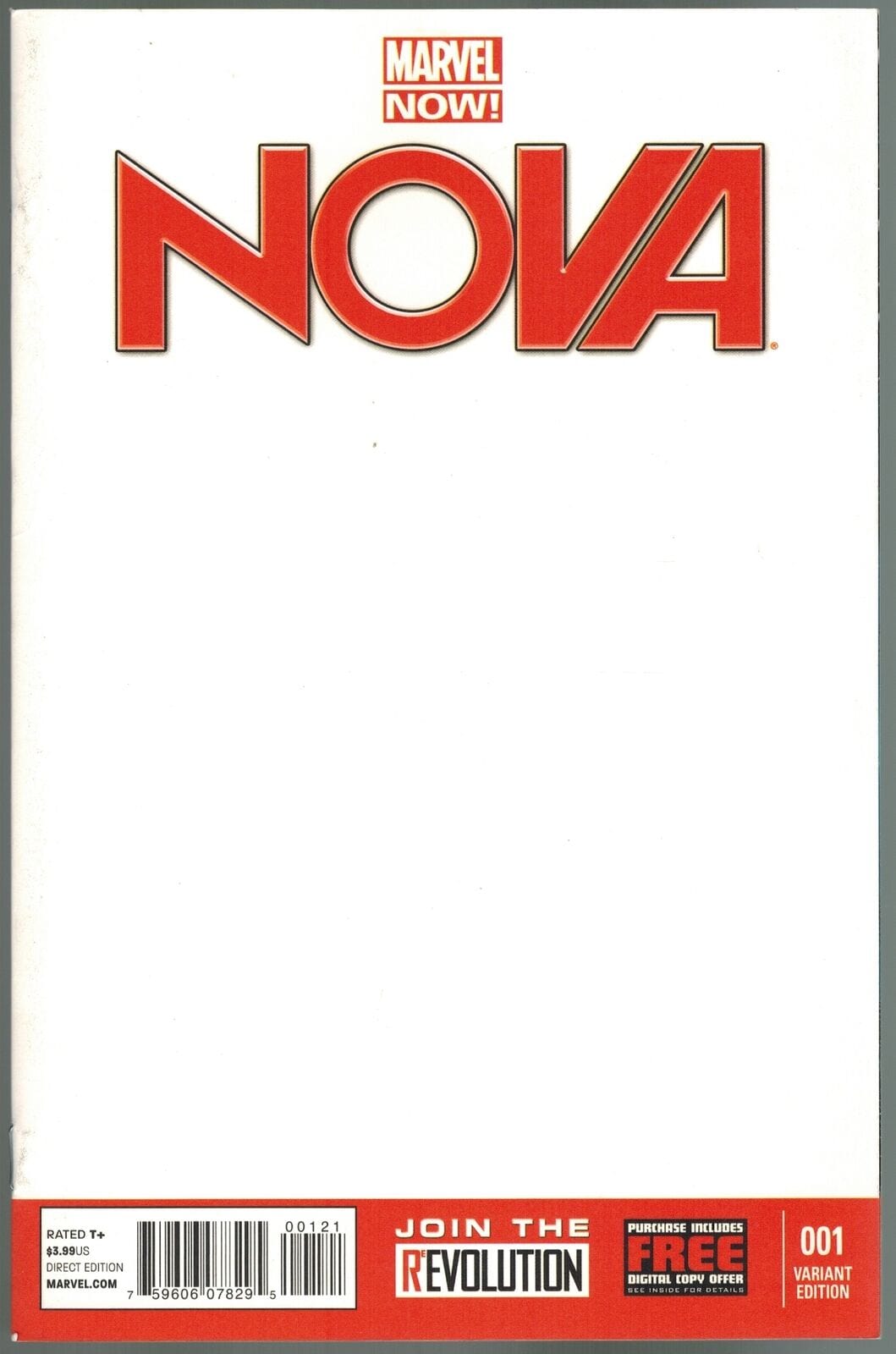 MARVEL COMICS Comic Books NOVA #1 BLANK VAR NOW 75960607829500121