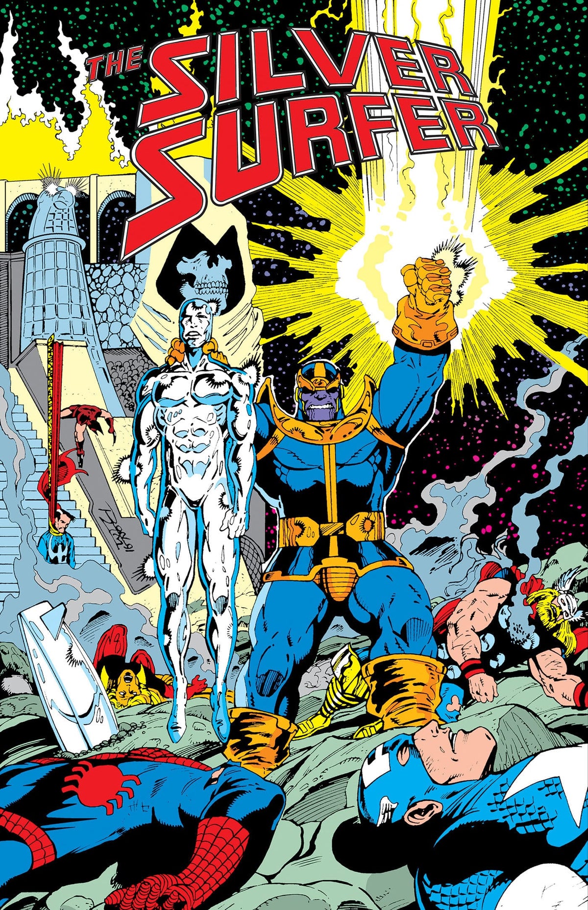 Marvel Graphic Novel Silver Surfer: The Infinity Gauntlet Omnibus Ron Lim Infinity Gauntlet Cover HC 9781302969837 PRH-9781302969837
