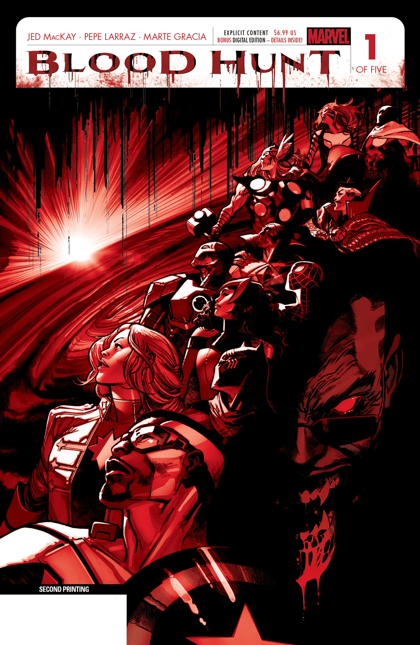 BLOOD HUNT: RED BAND #1 PEPE LARRAZ 2ND PRINTING VARIANT