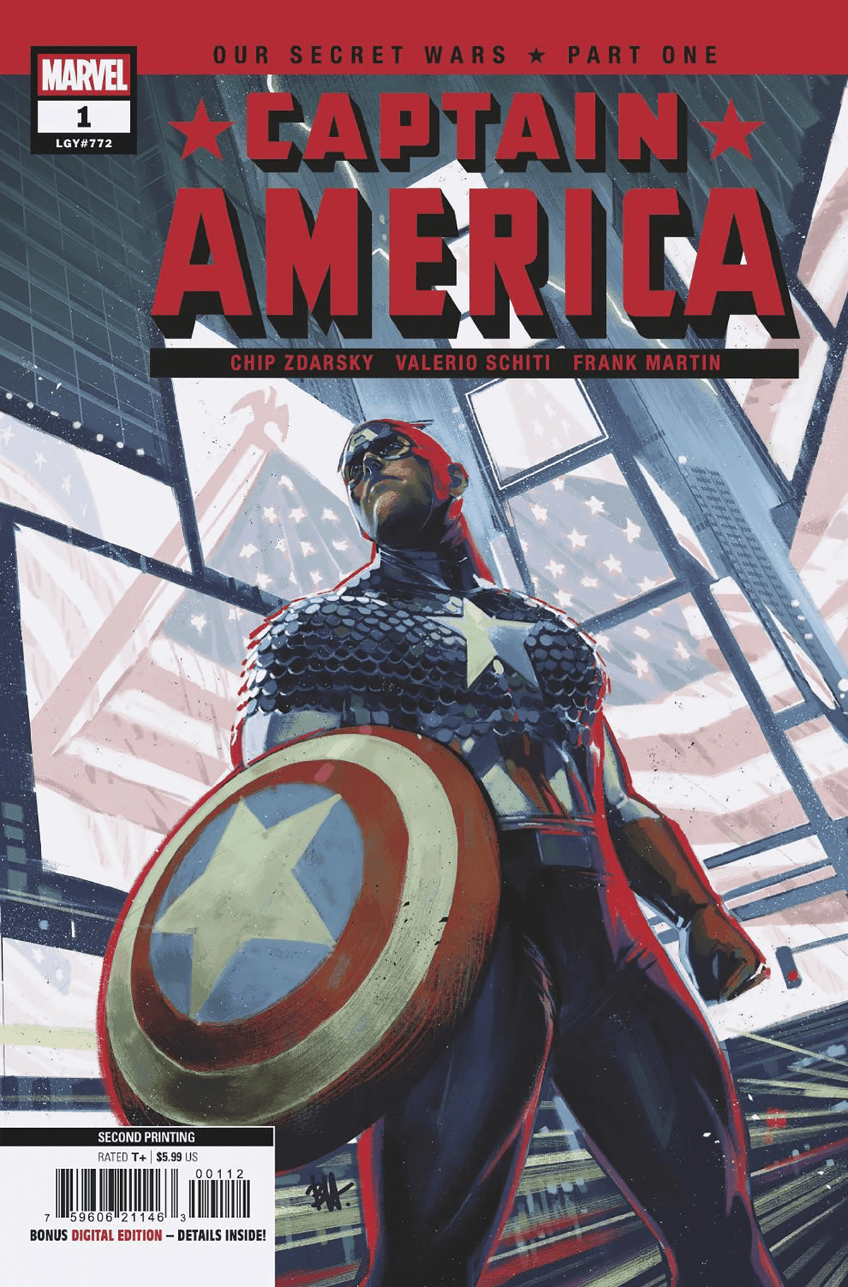 Marvel PRH Comic Books CAPTAIN AMERICA #1 BEN HARVEY 2ND PRINTING VARIANT 75960621146300112 PRH-75960621146300112