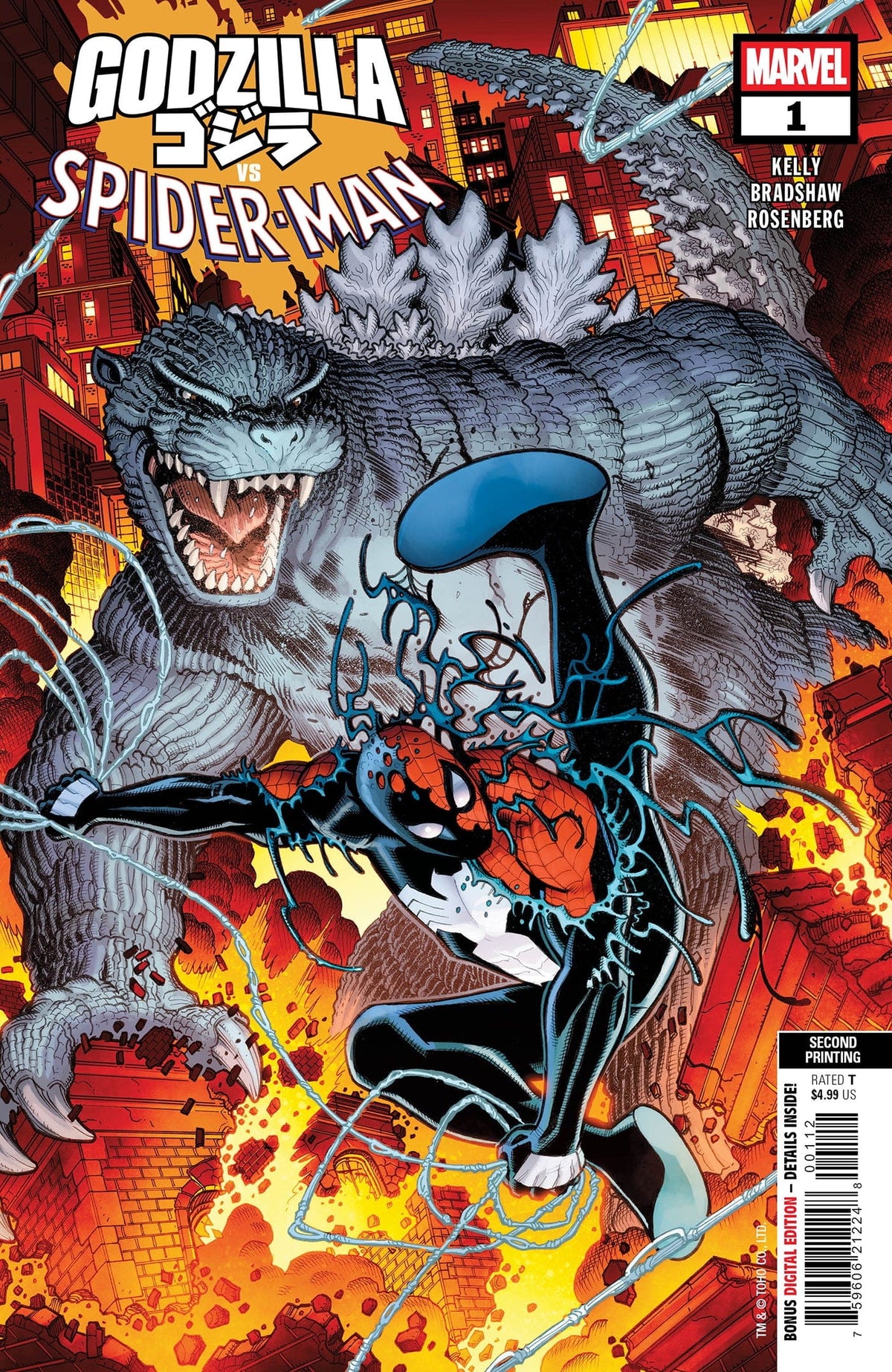 Marvel PRH Comic Books GODZILLA VS. SPIDER-MAN #1 NICK BRADSHAW 2ND PRINTING VARIANT 75960621224800112 PRH-75960621224800112