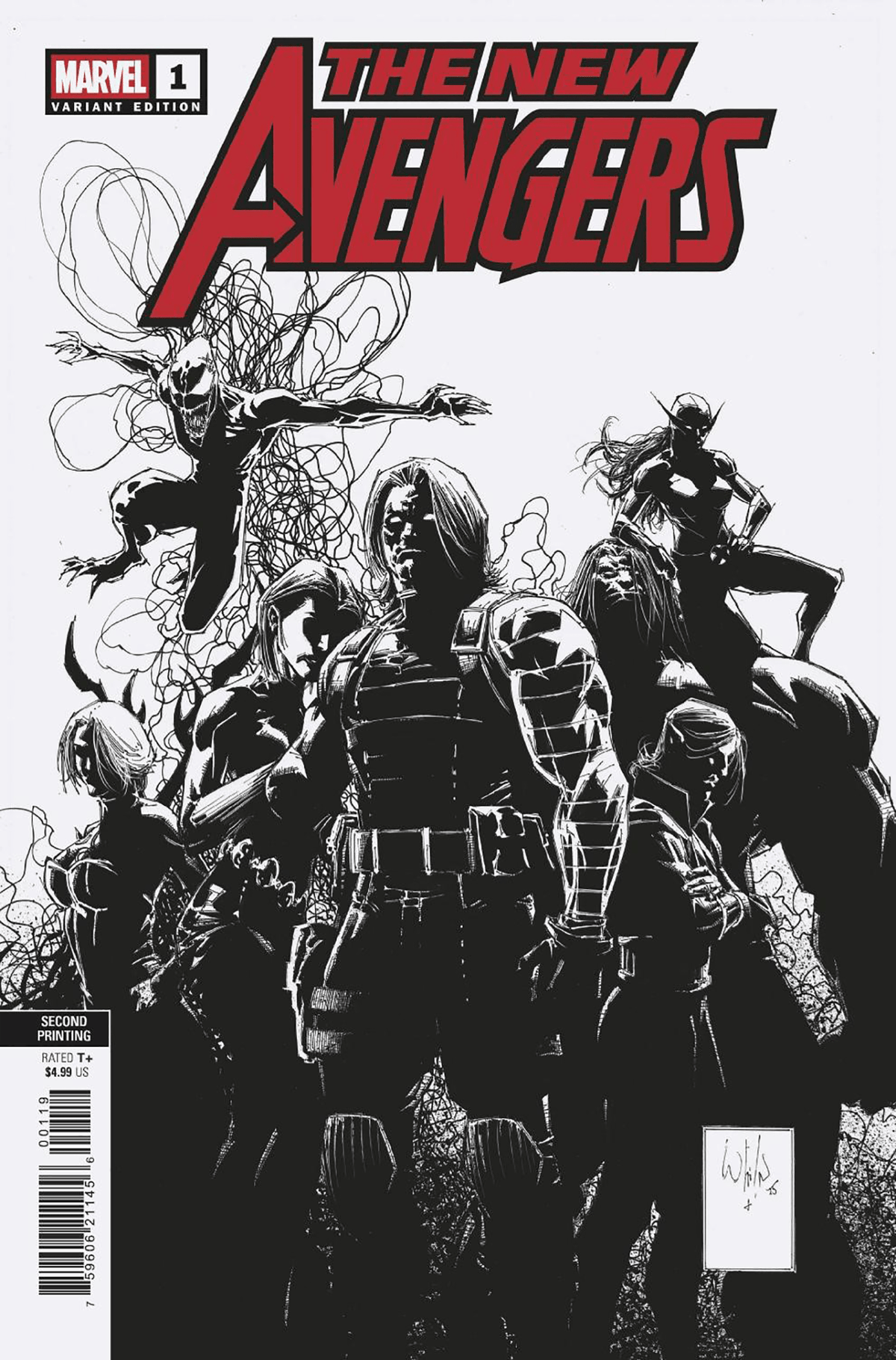 Marvel PRH Comic Books > Incentives NEW AVENGERS #1 WHILCE PORTACIO 1:25 INCV 2ND PRINTING VARIANT 75960621145600119 PRH-75960621145600119