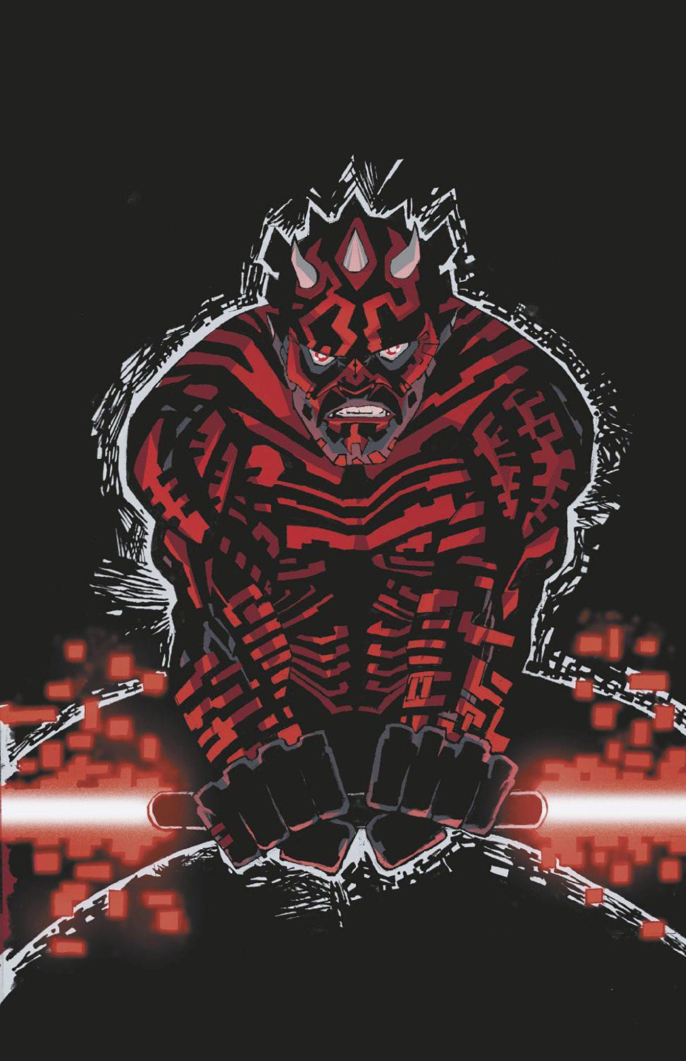 STAR WARS DARTH MAUL BLACK WHITE & RED #1 1:100 INCV VIR