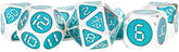 FanRoll: Digital Enamel Metal Dice 7ct - Silver with Teal Enamel