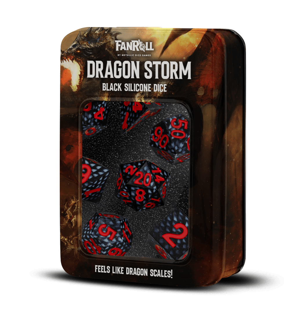 FanRoll: Dragon Storm Silicone Dice Set - Black Dragon Scales (7pc)