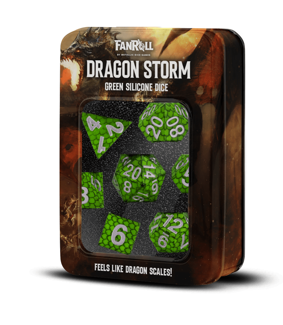 FanRoll: Dragon Storm Silicone Dice Set - Green Dragon Scales (7pc)