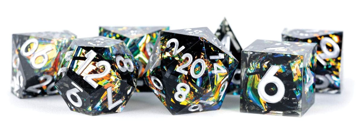 FanRoll: Handcrafted Sharp Edge Resin Dice 7ct - Simmering Coal