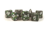 Metallic Dice Games Dice > Metallic Dice Games FanRoll: Icy Opal Resin Poly Dice 7ct - Black/Silver Numbers 680599384301 MET 606
