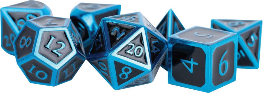 Metallic Dice Games Dice > Metallic Dice Games FanRoll: Metal Polyhedral Dice Set - Blue with Black Enamel 680599383298 MET 019