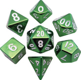 Fanroll - Set Di 7 Dadi In Metallo 16 Mm Turchese Con Numeri Dorati - Zinco Solido Per Giochi Da Tavolo (D&D, Warhammer)